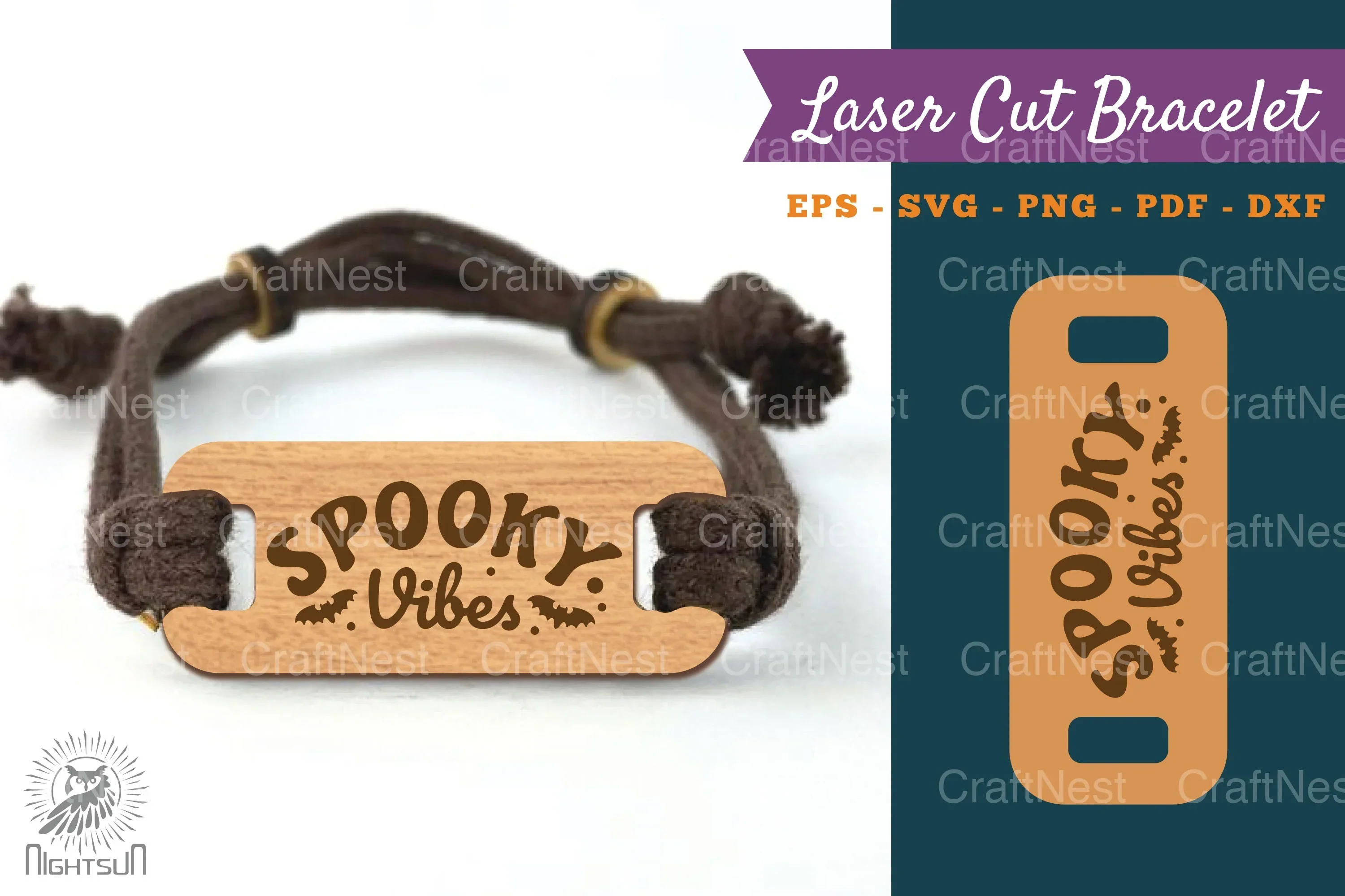 Spooky Vibes Laser Cut Bracelet SVG Bundle