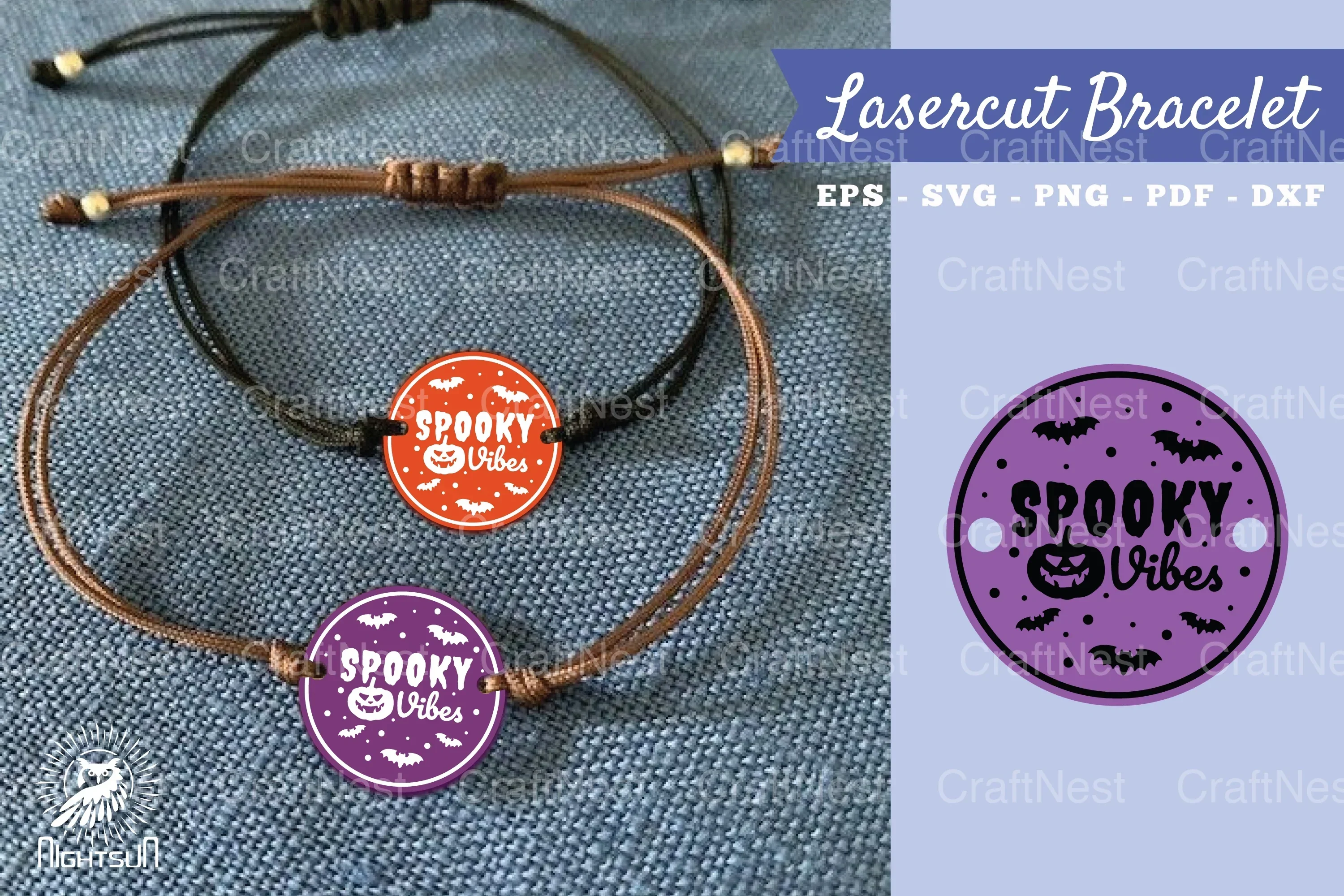 Spooky Vibes Laser Cut Bracelet SVG Bundle