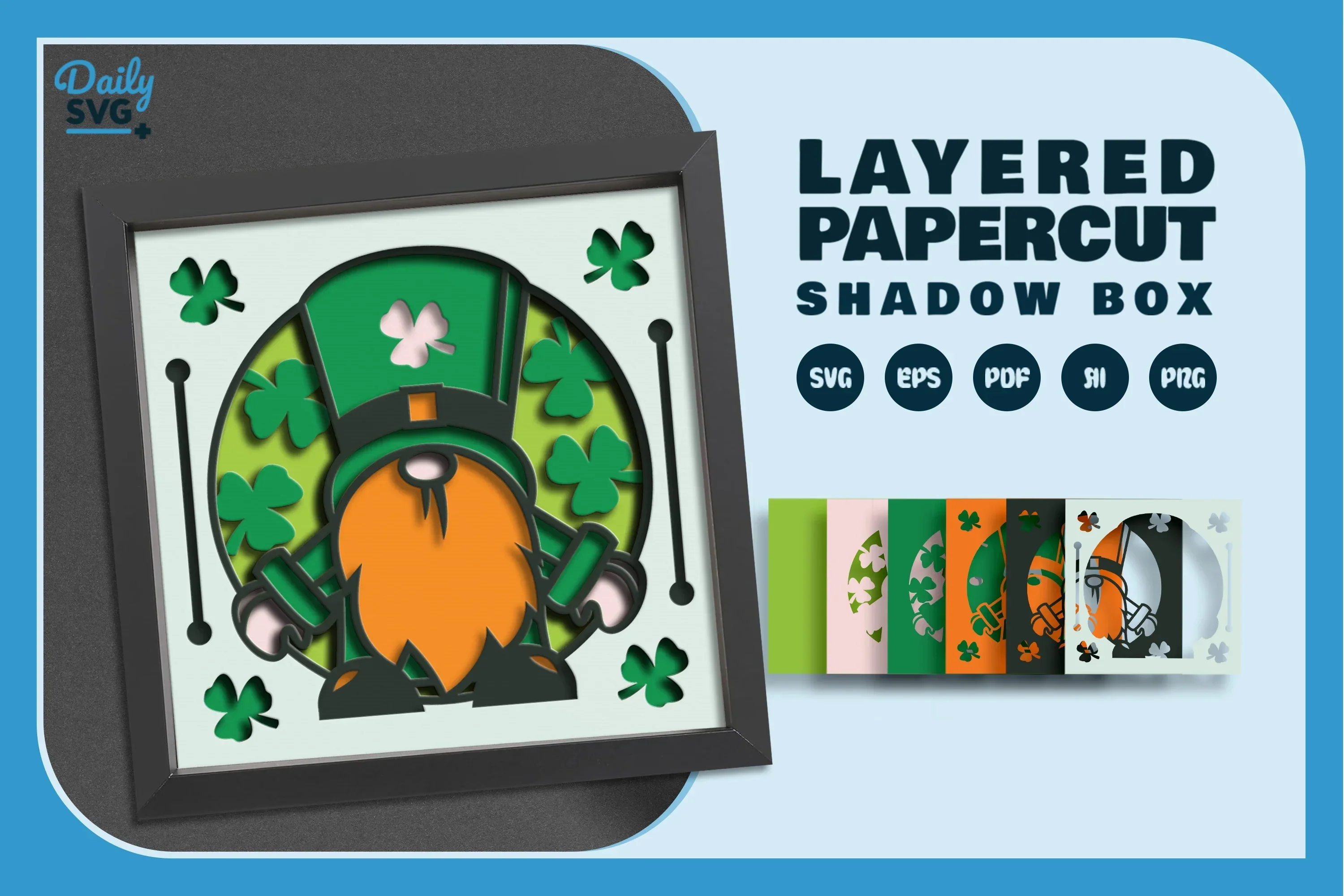 St. Patrick's Day Gnome Papercut SVG Bundle - Image 2