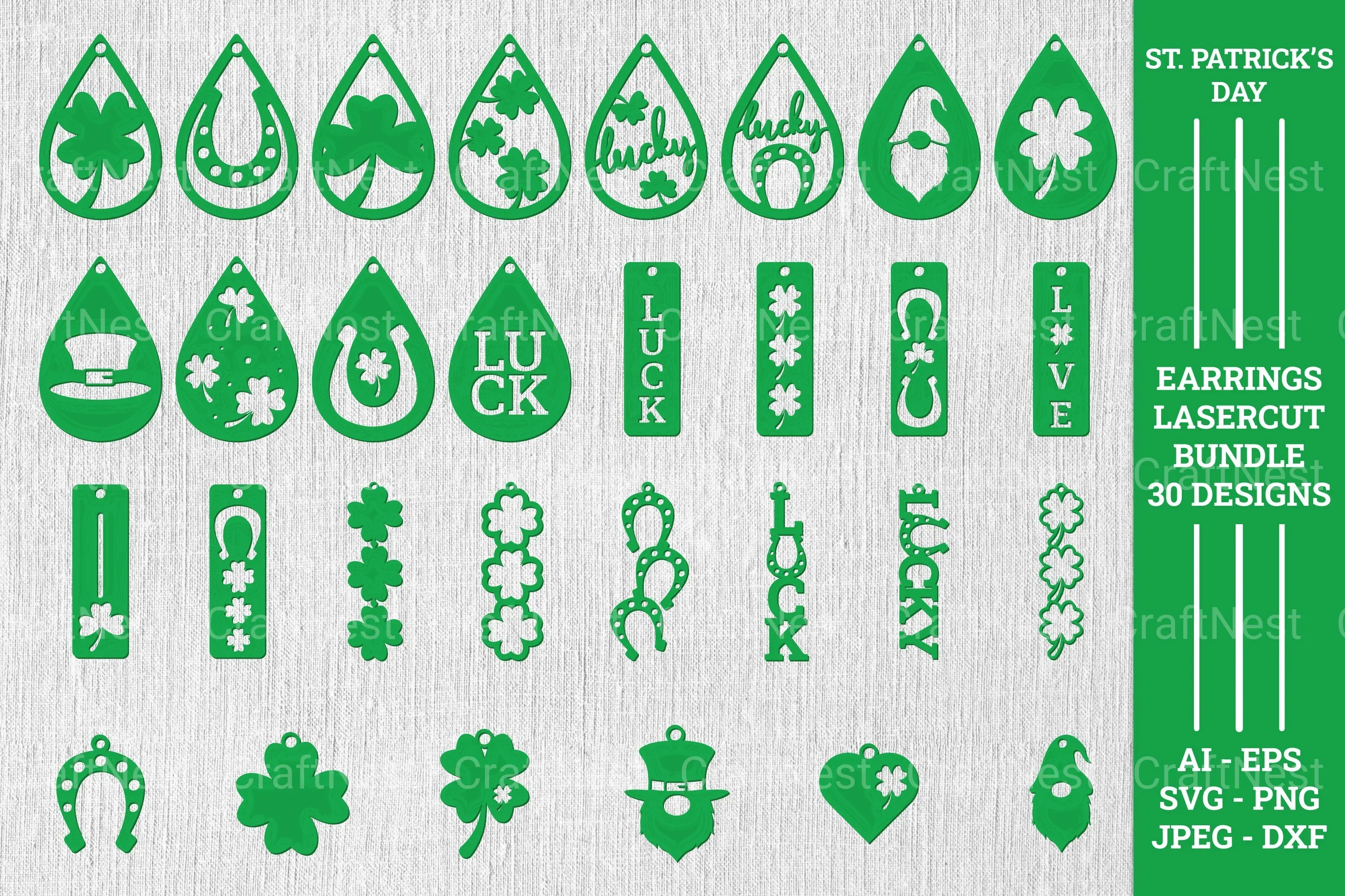 St Patrick's Earrings Laser Cut SVG Bundle