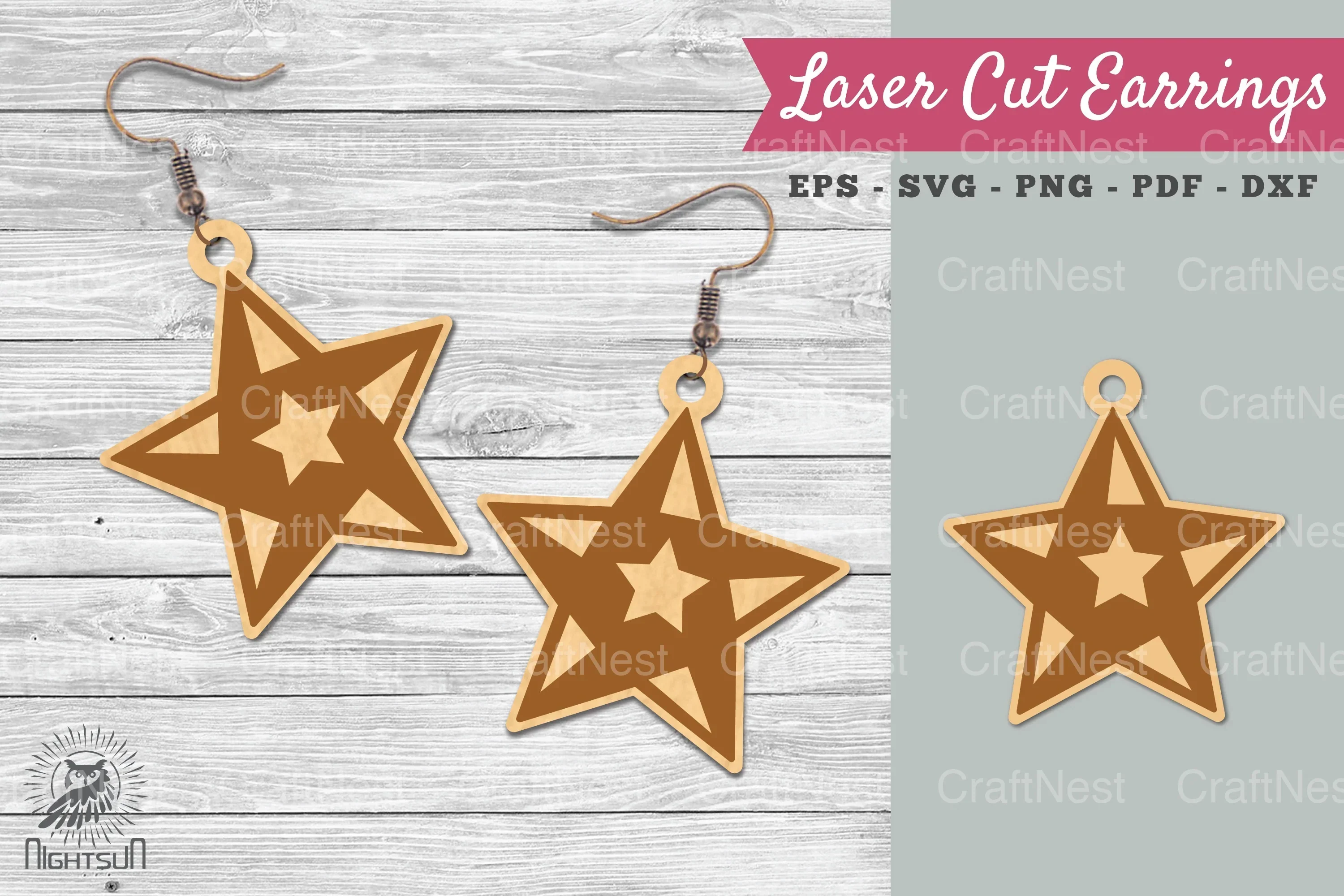 Star Laser Cut Earrings SVG Bundle
