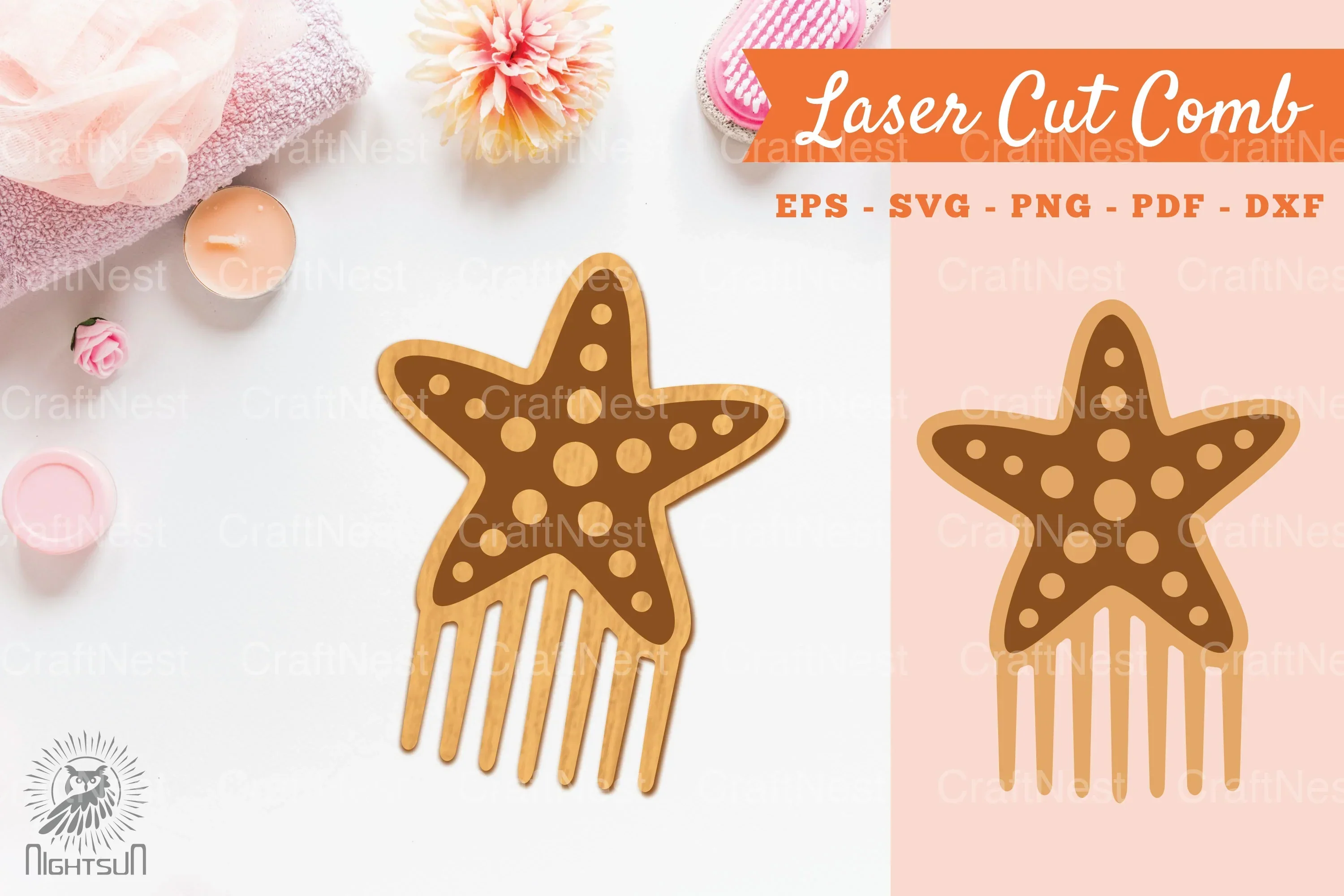 Starfish Laser Cut Comb Clipart Bundle