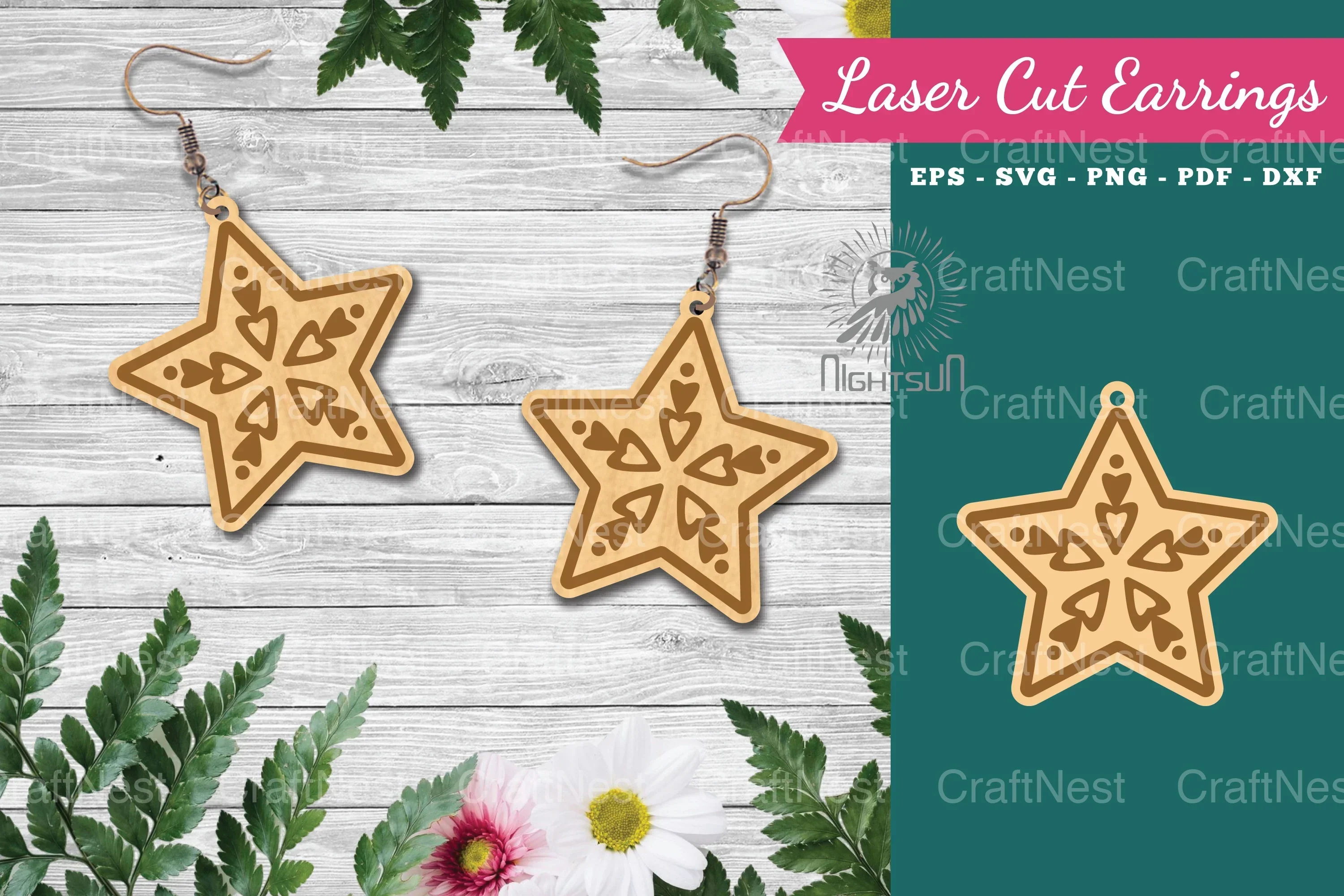 Stars Laser Cut Earrings SVG Bundle