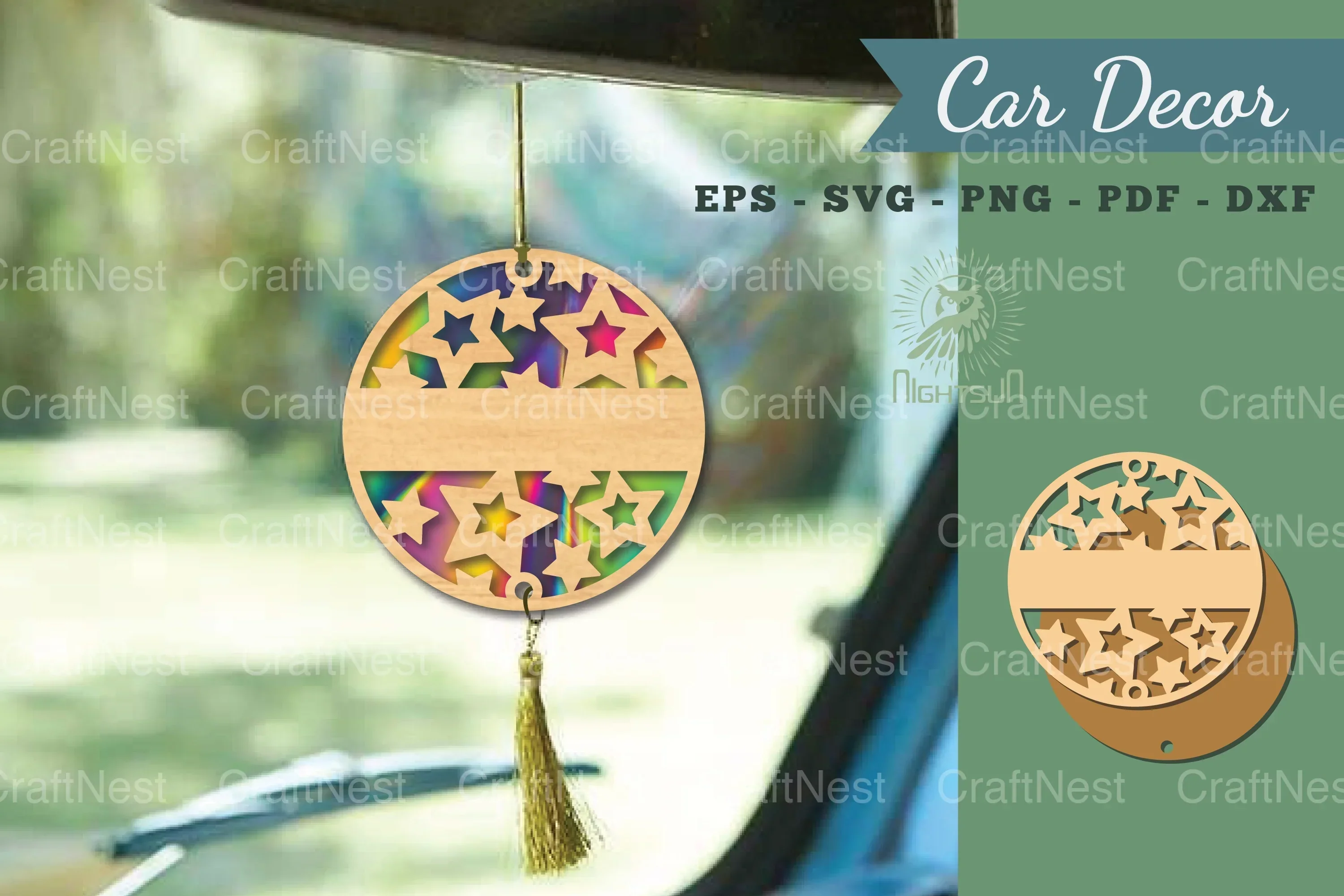 Stars Lasercut Car Decoration Clipart Bundle