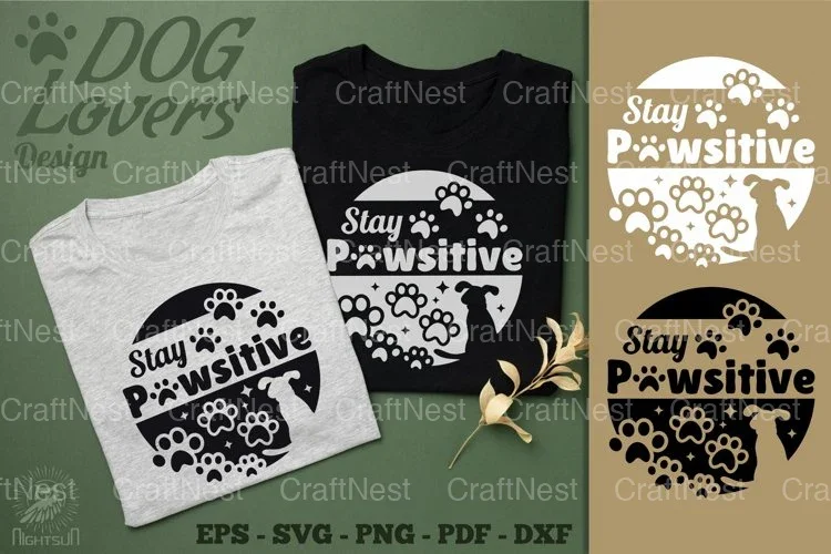 Stay Pawsitive Dog Design Clipart Bundle