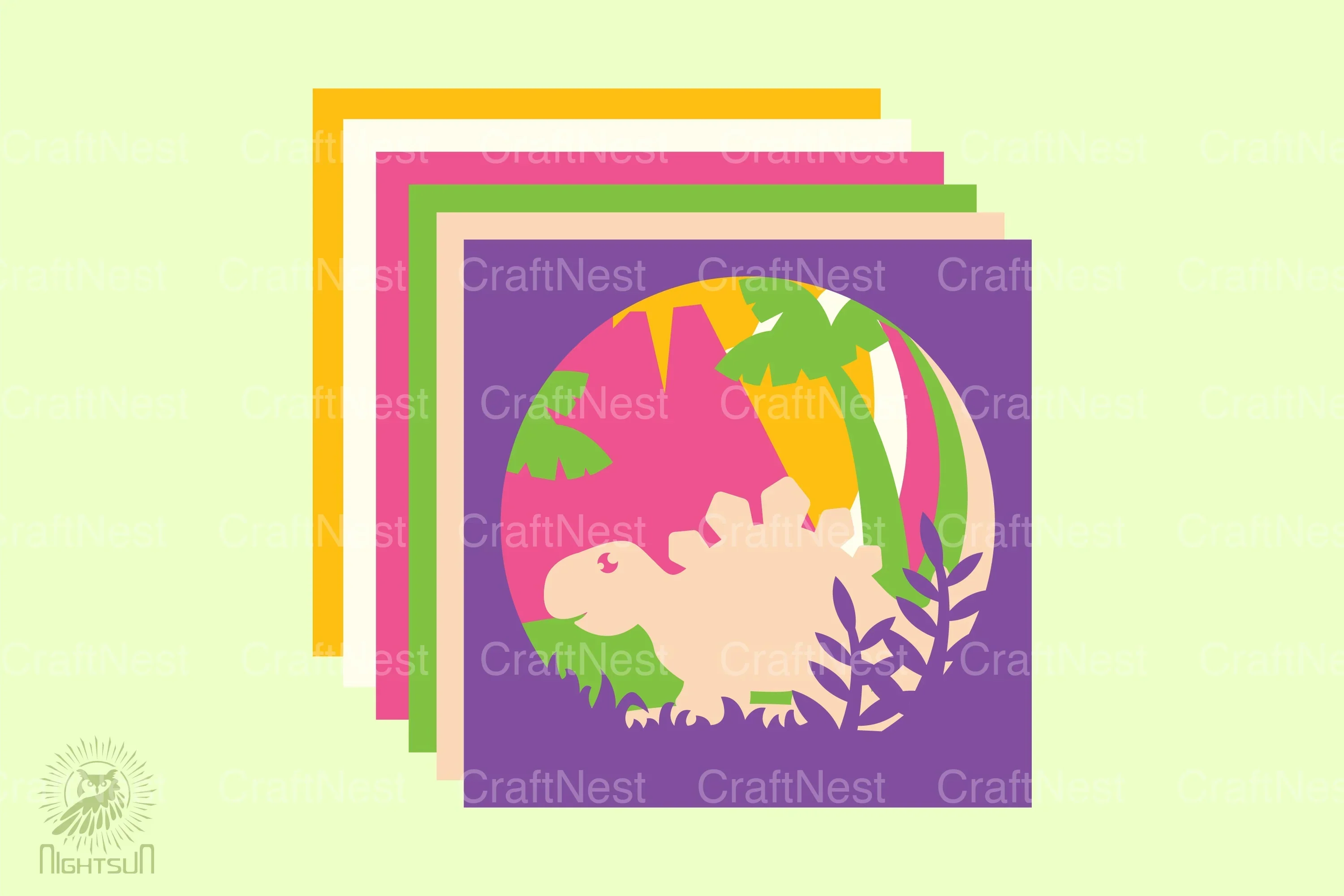 Stegosaurus 3D Layered Papercut Clipart Bundle - Image 2