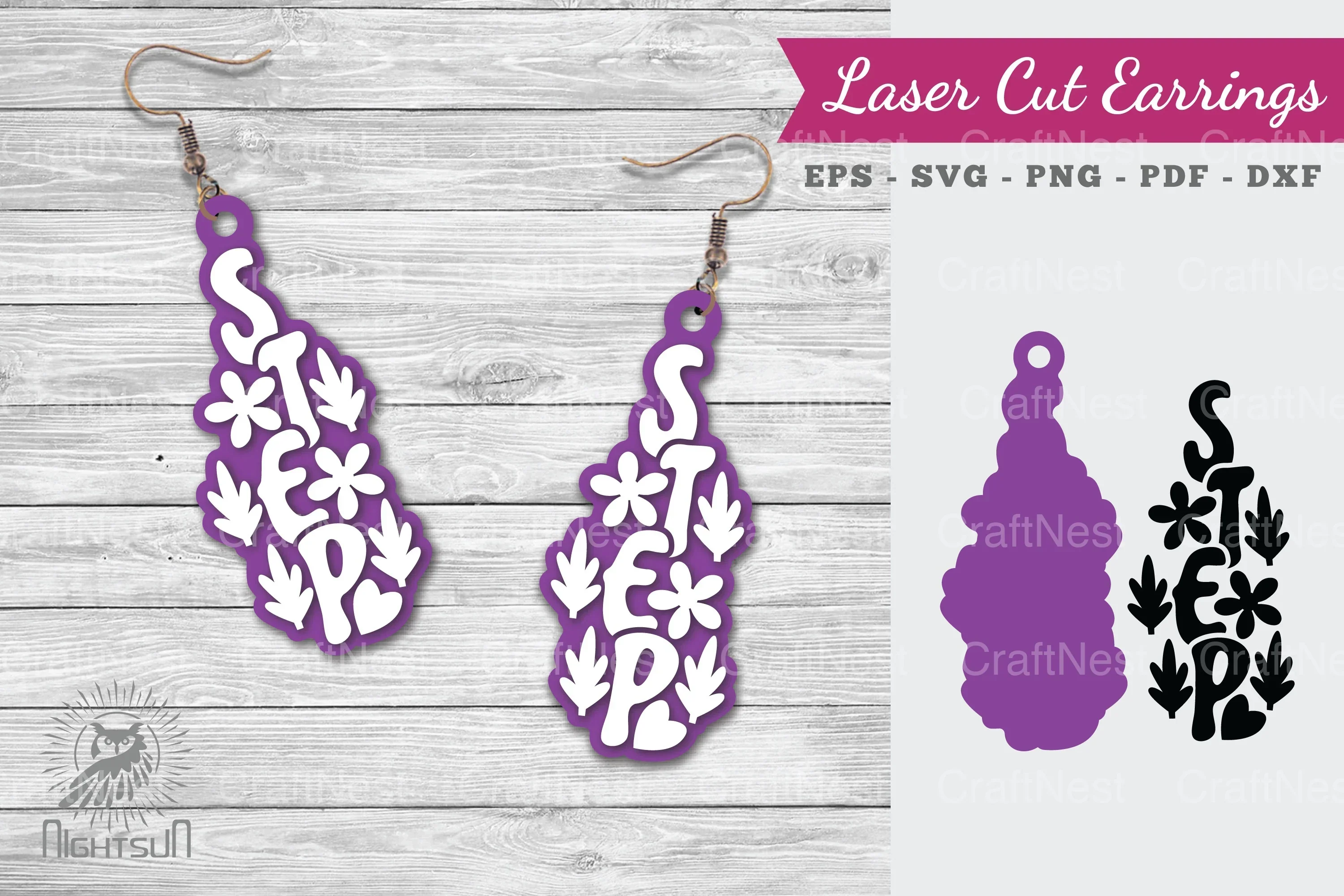 Step Lasercut Earrings SVG Design Bundle