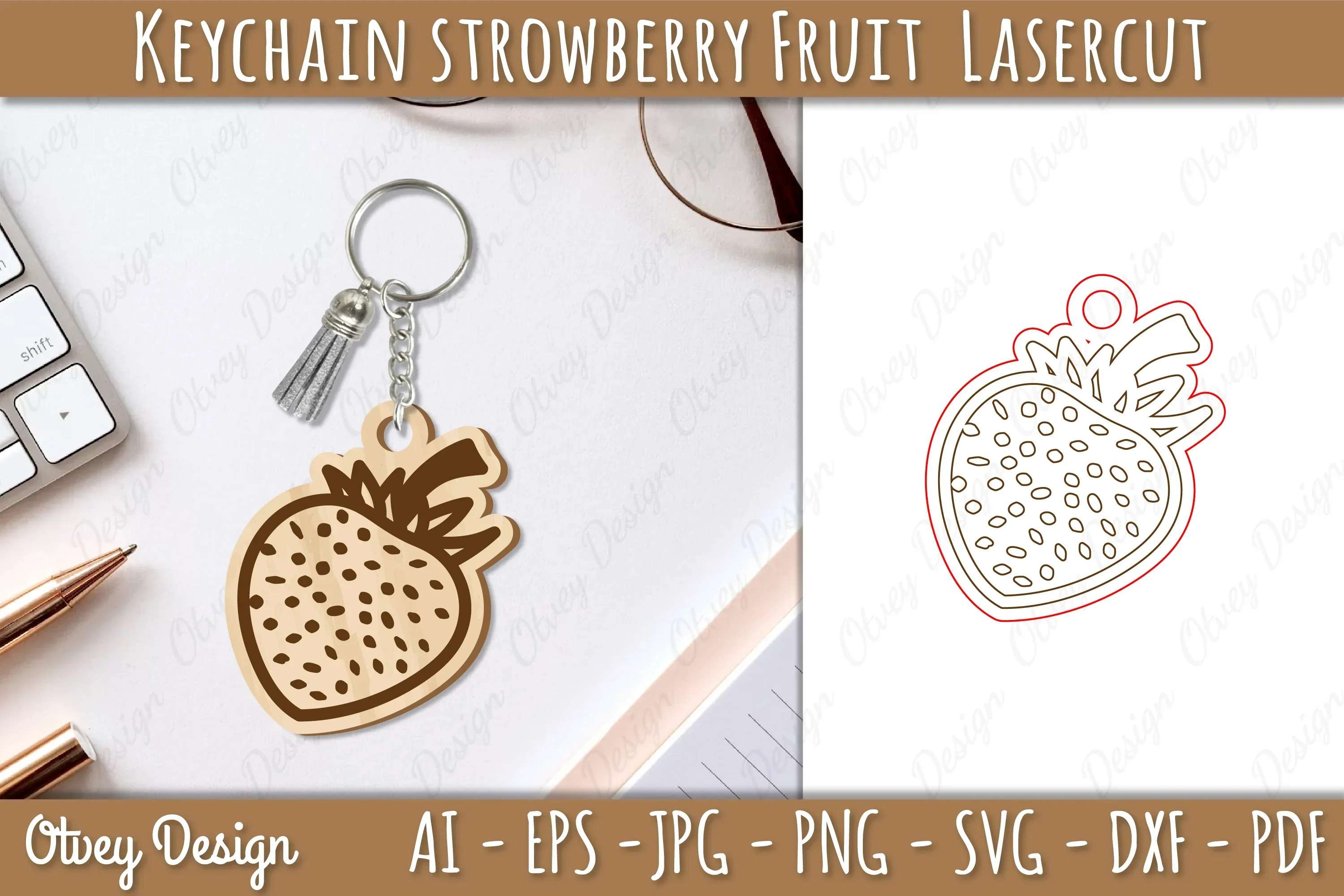 Strawberry Fruit Keychain SVG Bundle