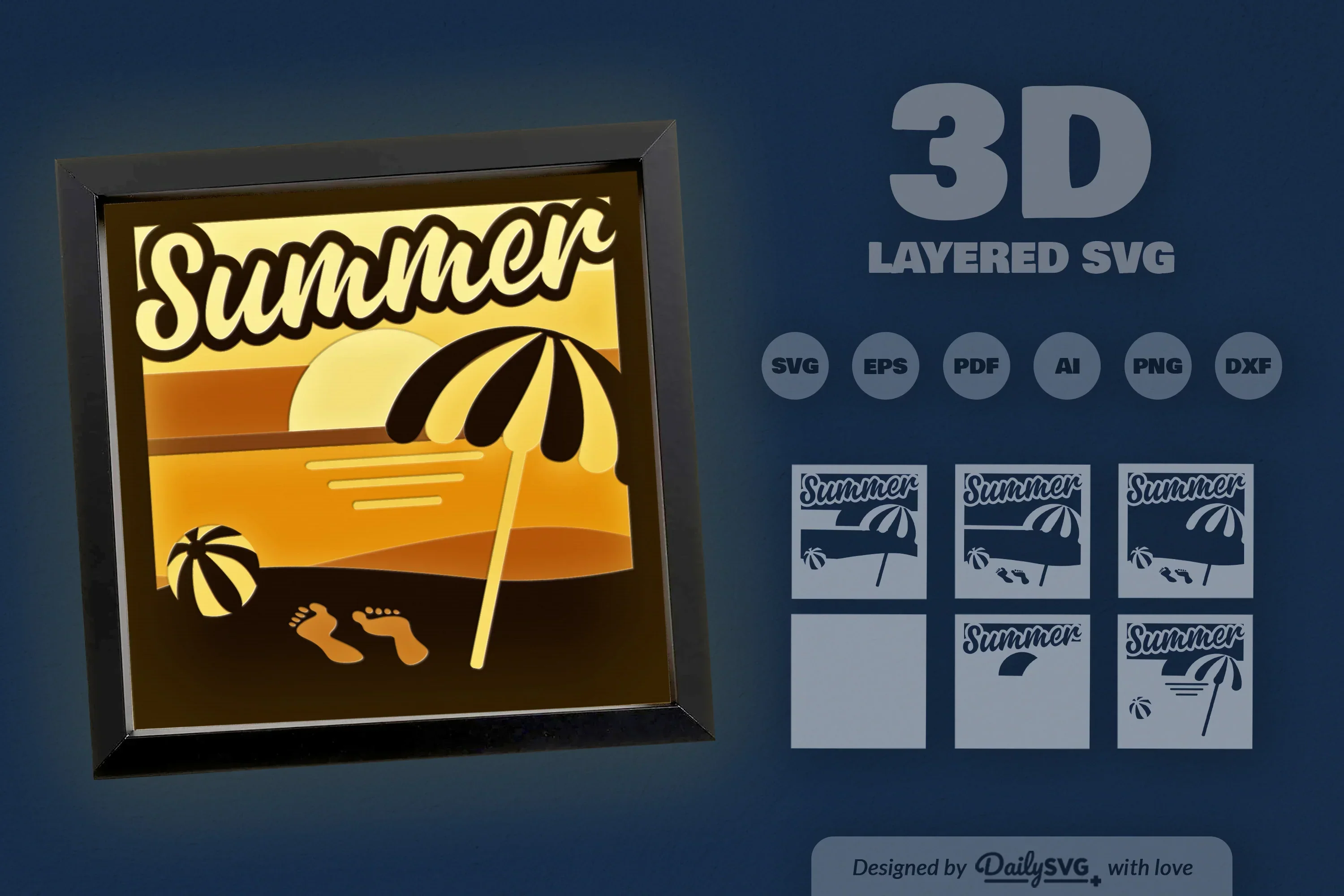 Summer Beach Shadow Box Template SVG Bundle - Image 3