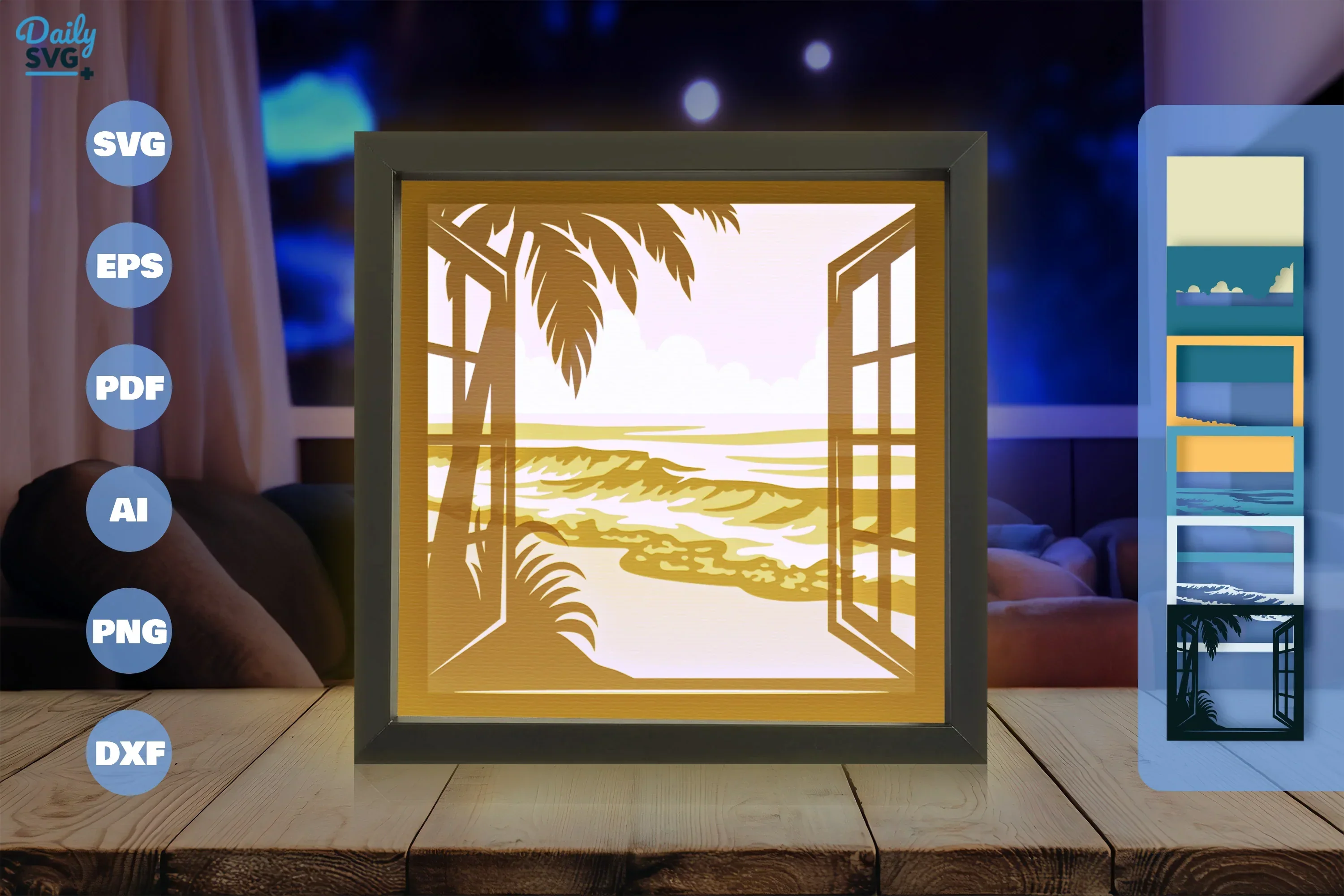 Summer Beach Window Papercut SVG Bundle - Image 3