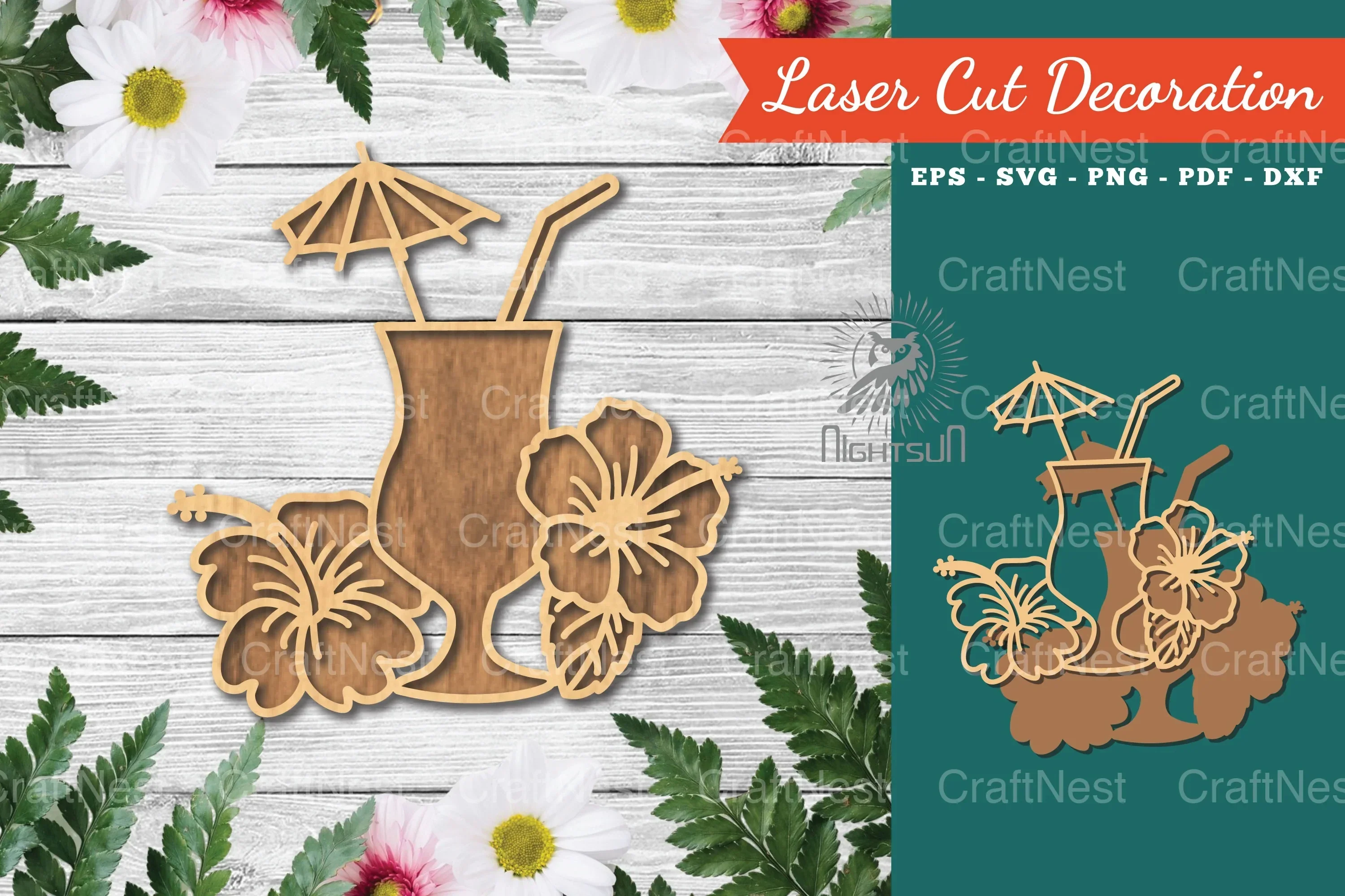 Summer Drink Laser Cut Decoration Clipart Bundle