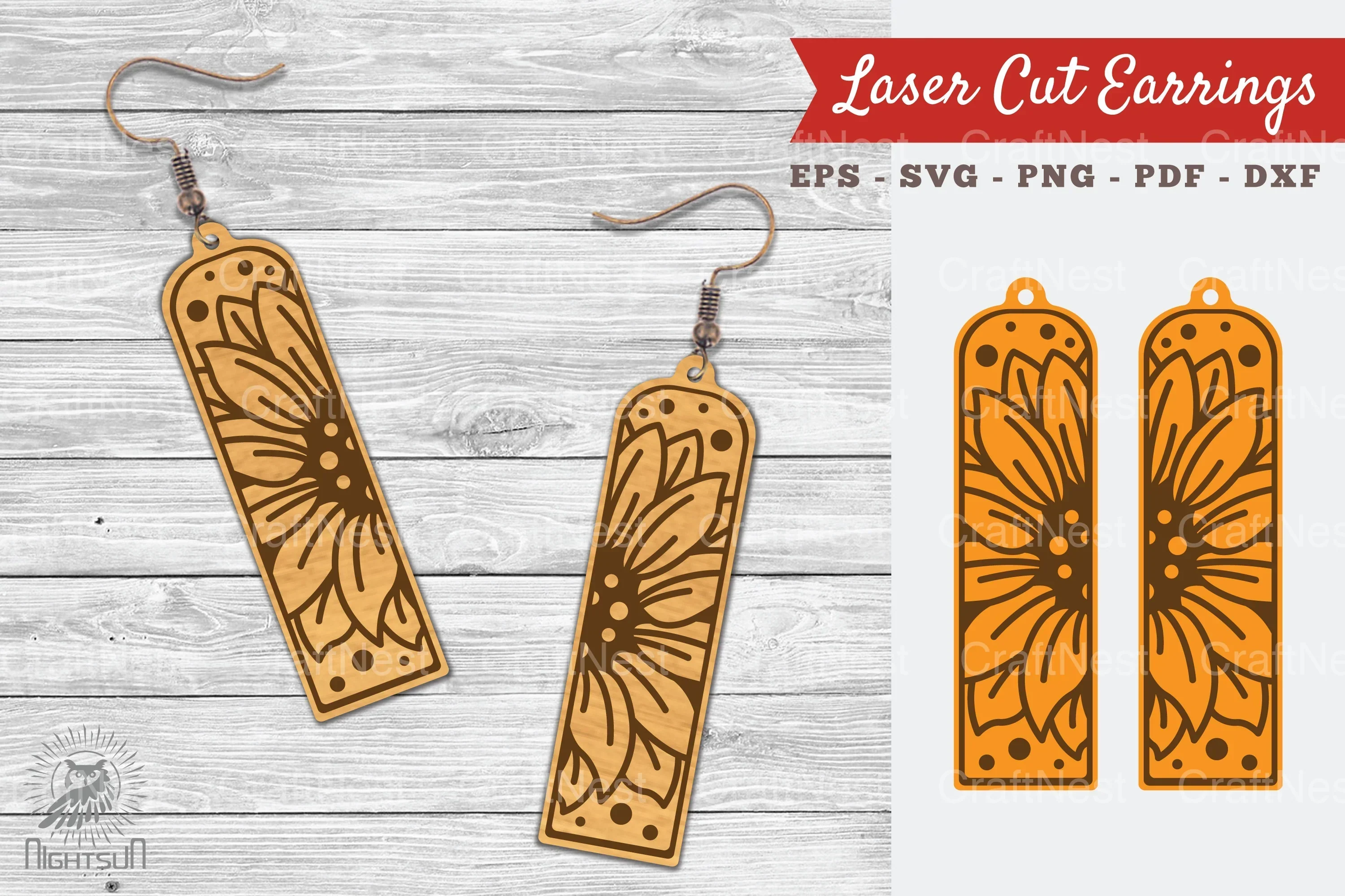 Sunflower Laser Cut Earrings SVG Bundle