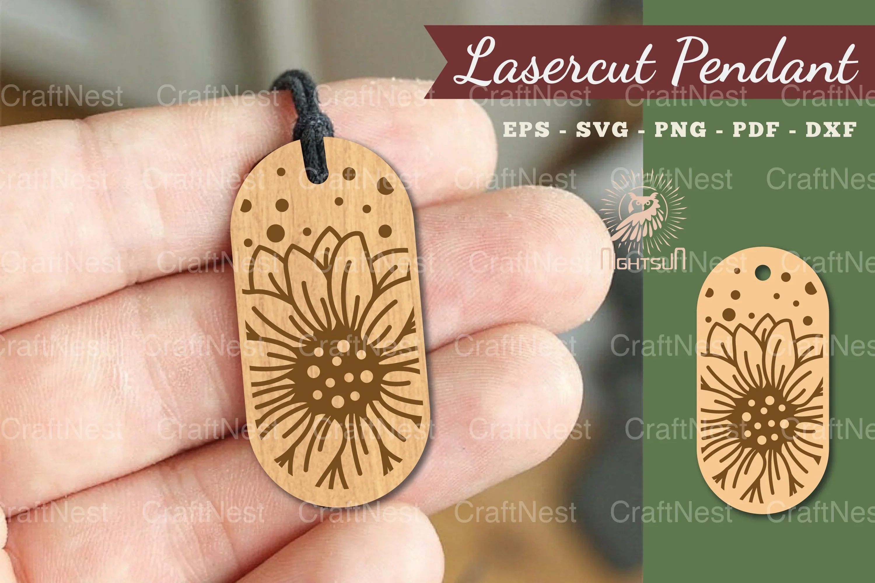 Sunflower Lasercut Pendant Design Bundle