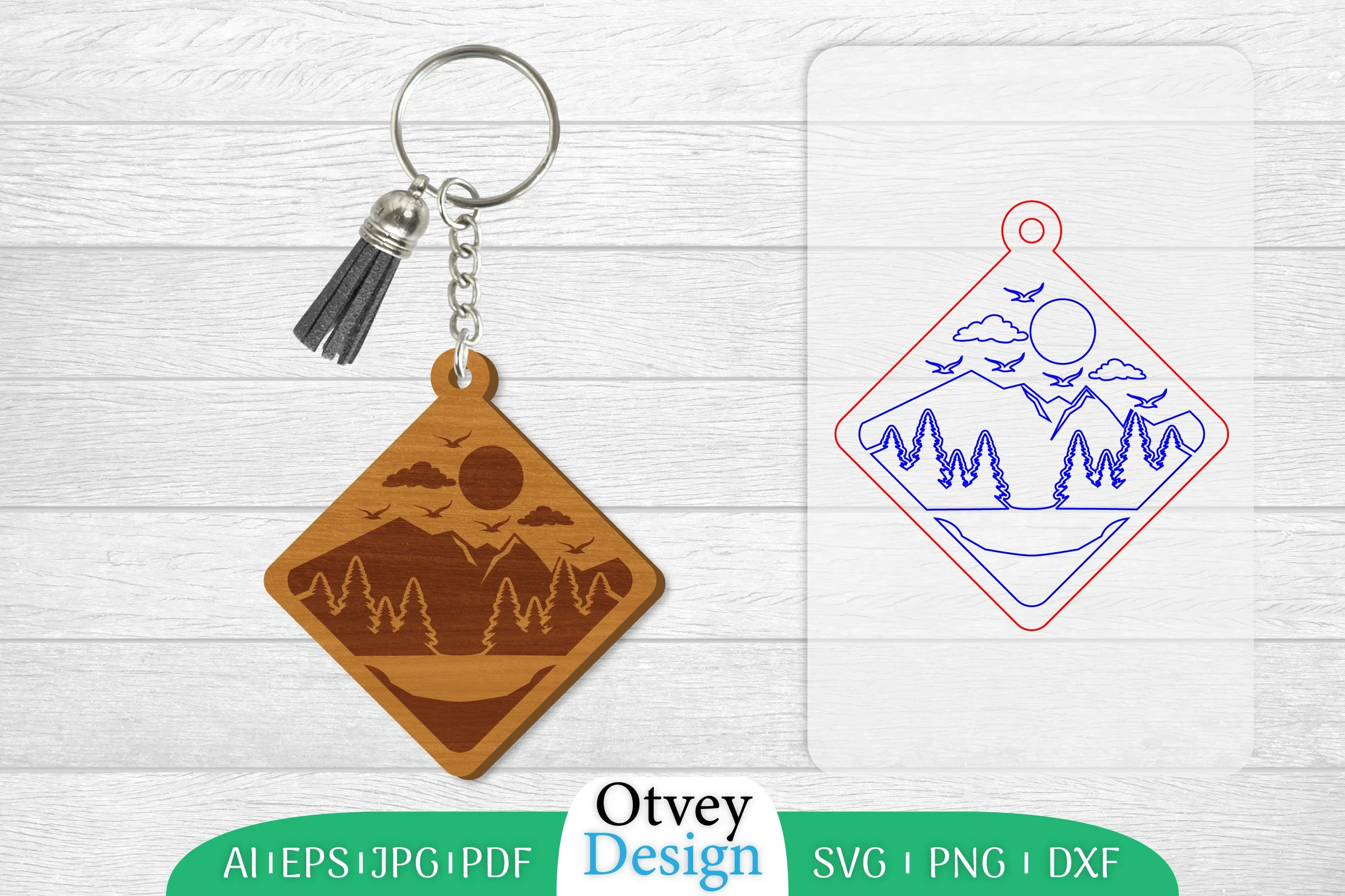 Sunset Mountain Keychain SVG Bundle