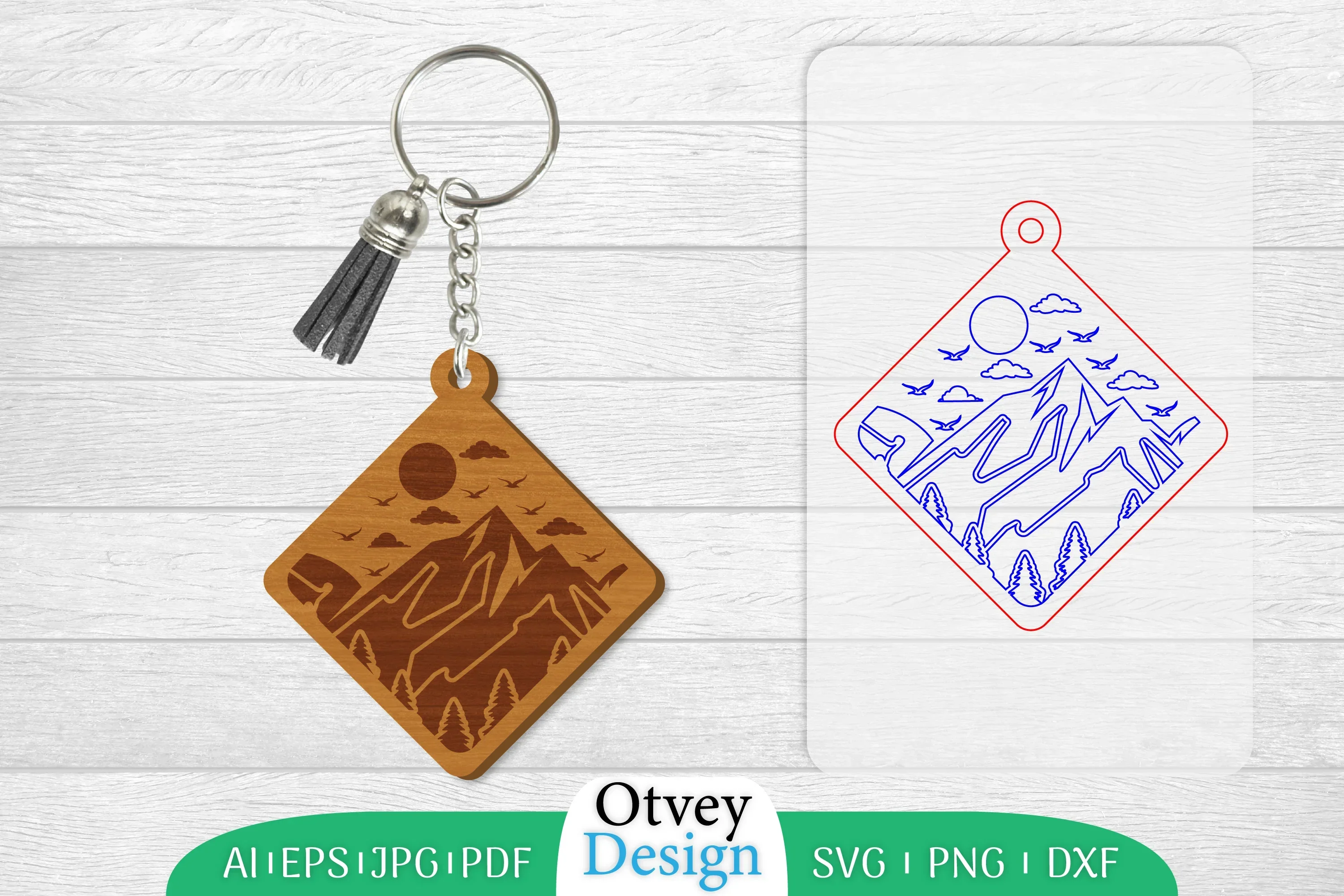 Sunset Mountain Keychain SVG Bundle