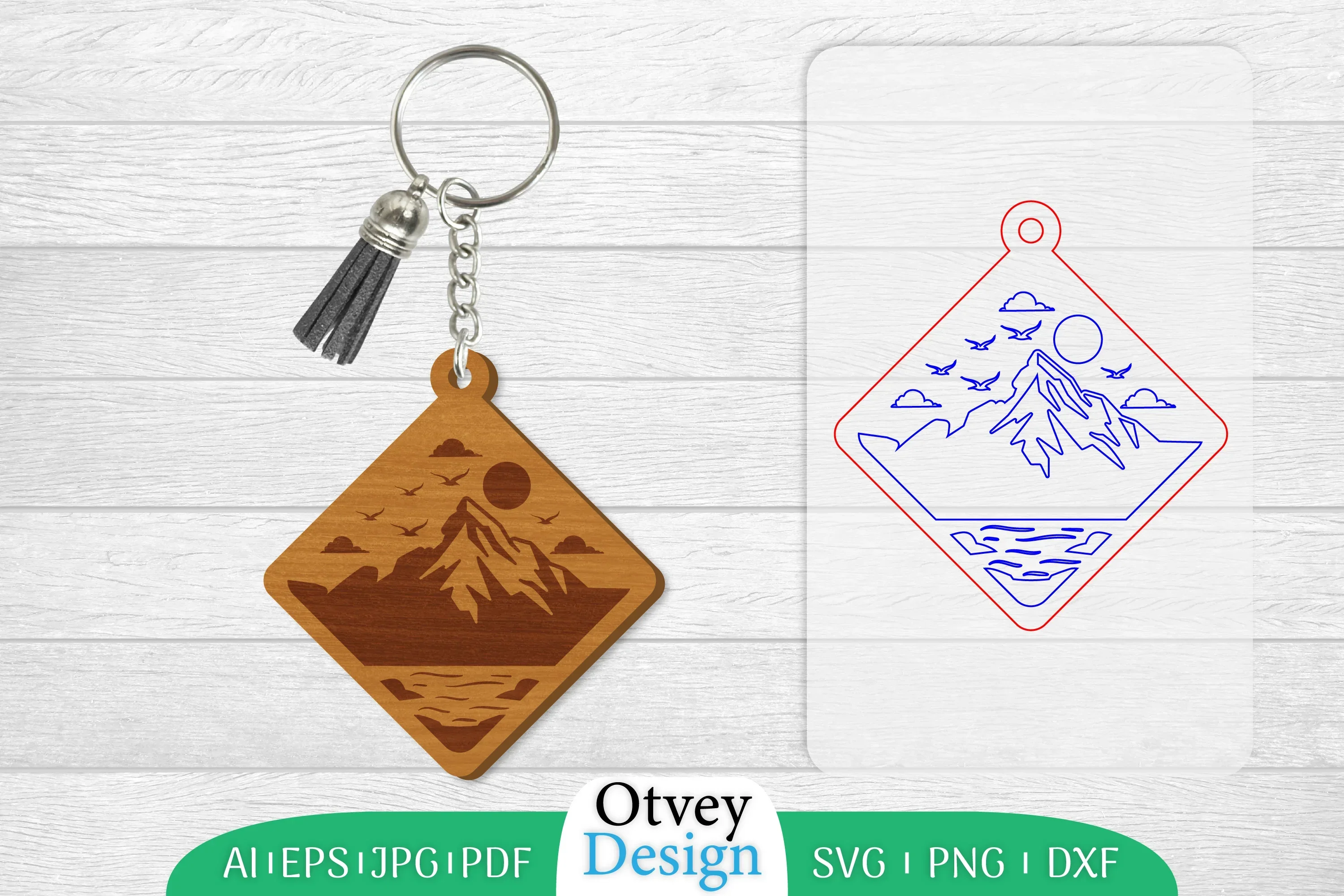 Sunset Mountain Keychain SVG Bundle