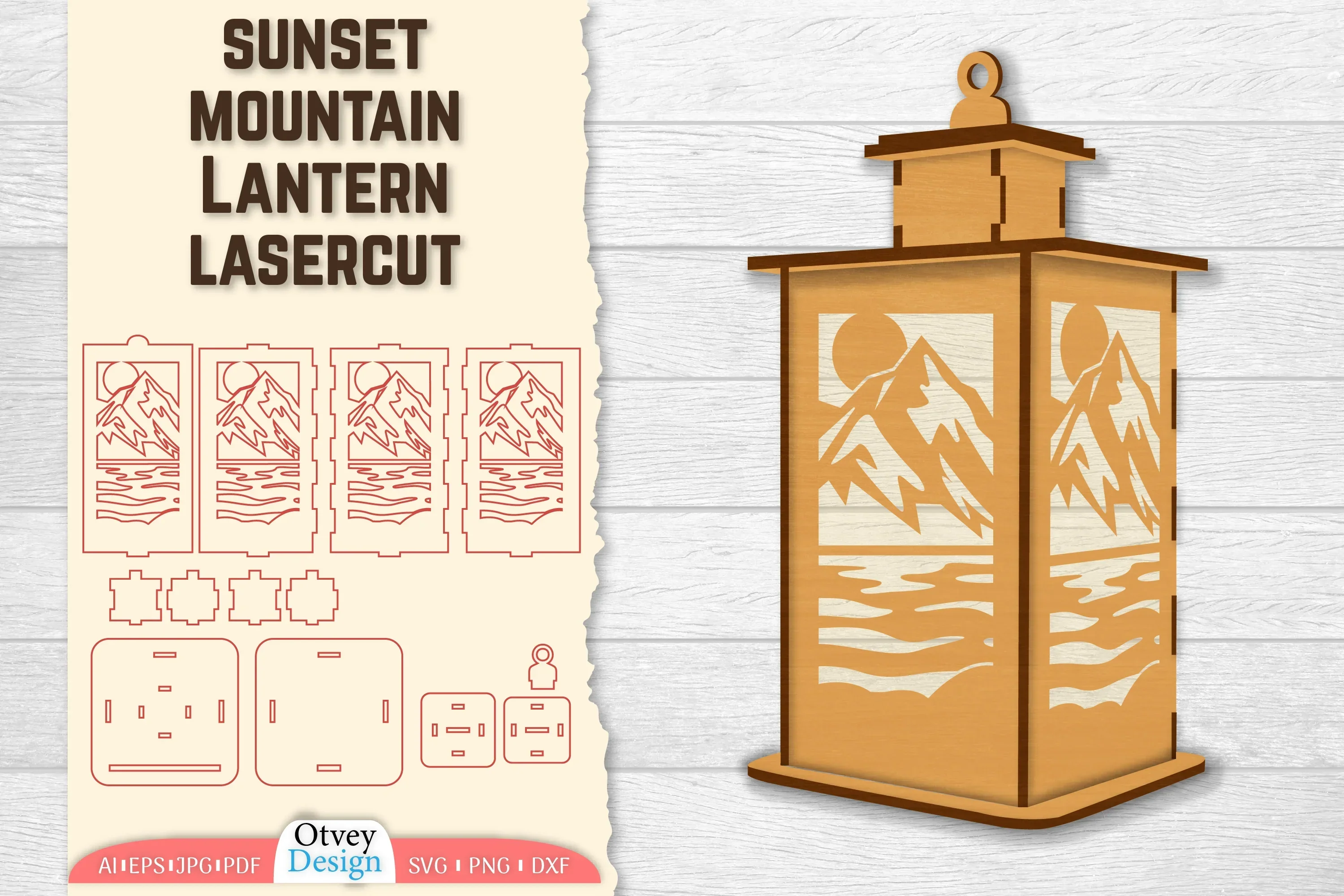 Sunset Mountain Lamp Lasercut SVG Bundle