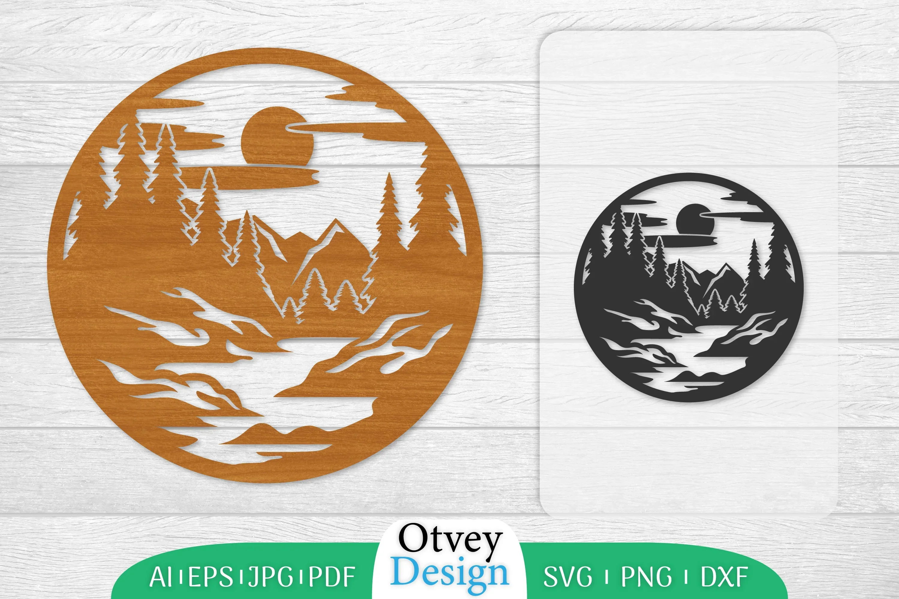 Sunset Mountain Lasercut Wall Decor SVG Bundle