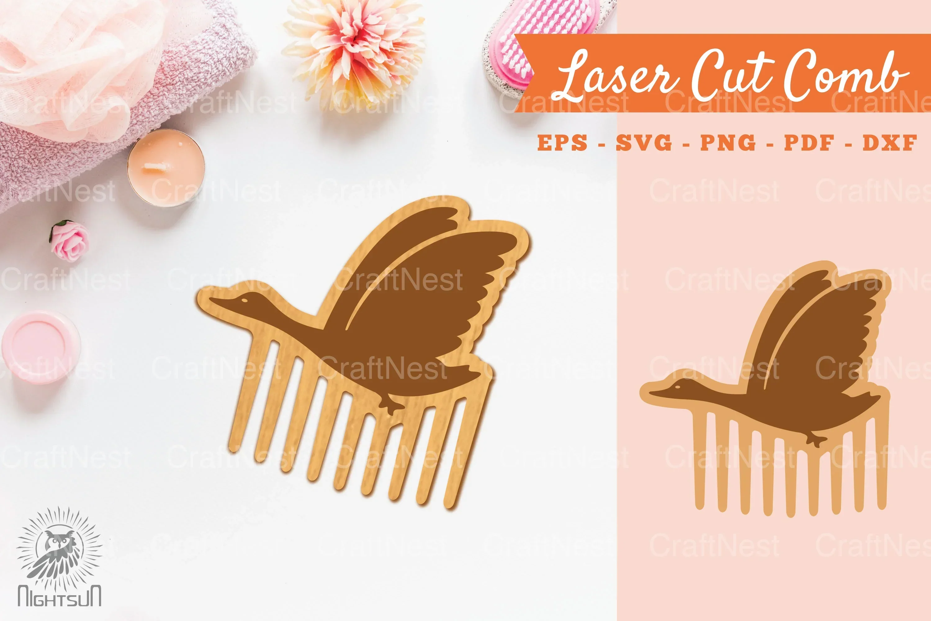 Swan Laser Cut Comb Clipart Bundle
