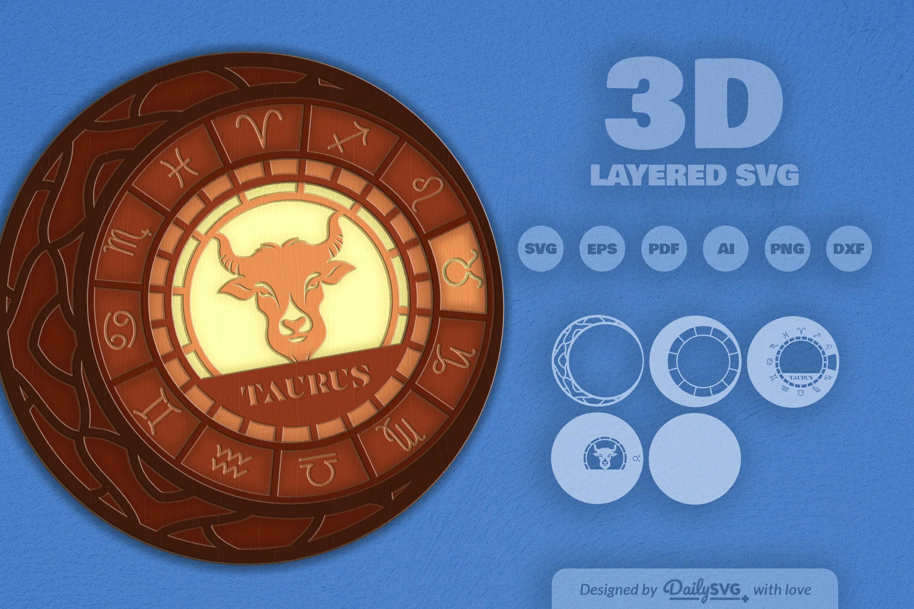 Taurus Zodiac Laser Cut SVG Bundle - Image 2