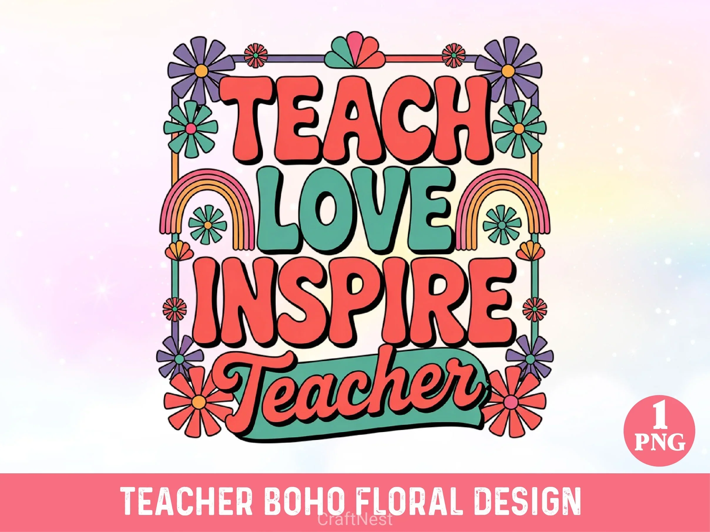 Teacher Boho Floral SVG Bundle - Image 2