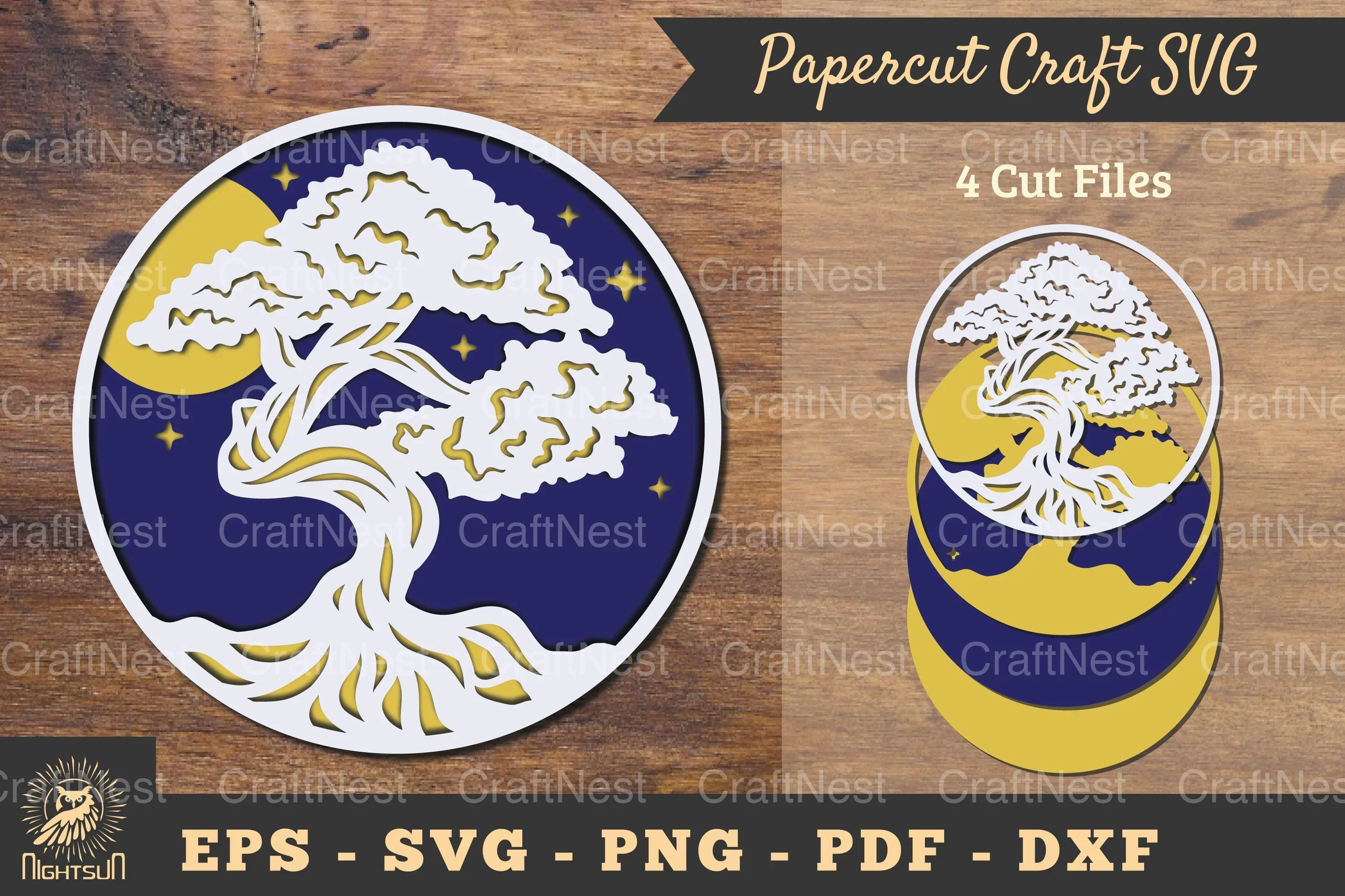 Tree 3D Papercut Shadow Box Clipart Bundle