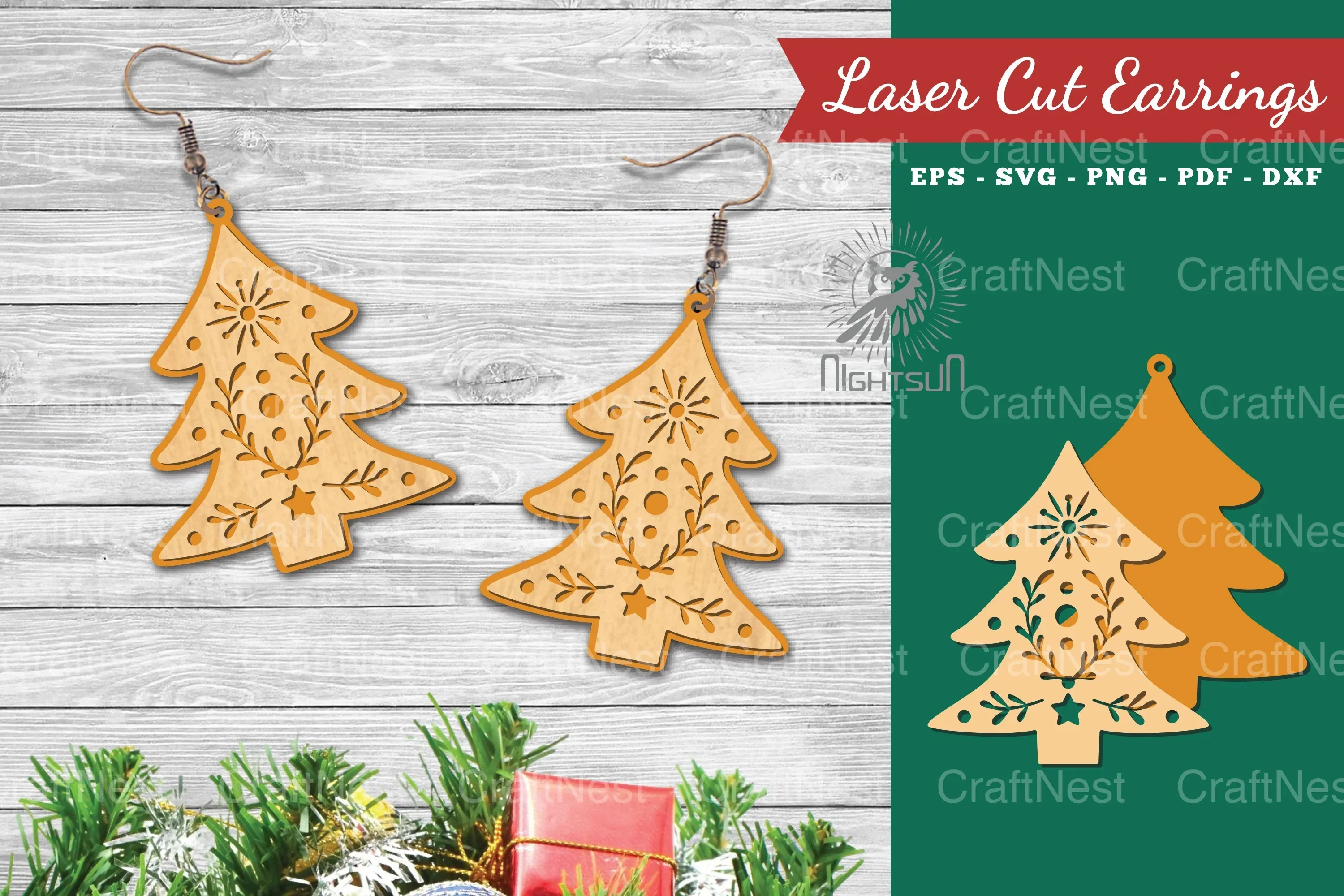 Tree Laser Cut Earrings SVG Bundle