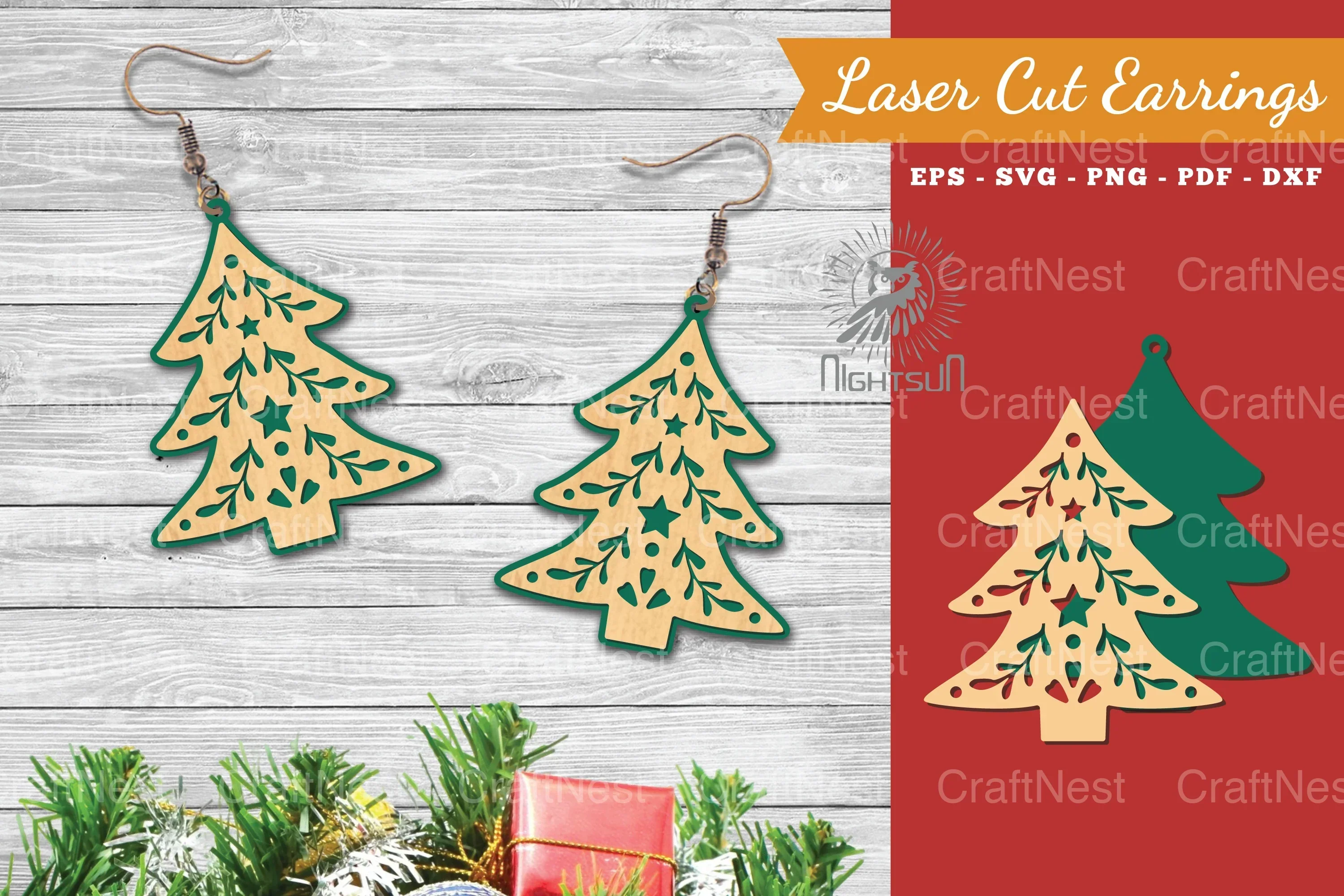 Tree Laser Cut Earrings SVG Bundle
