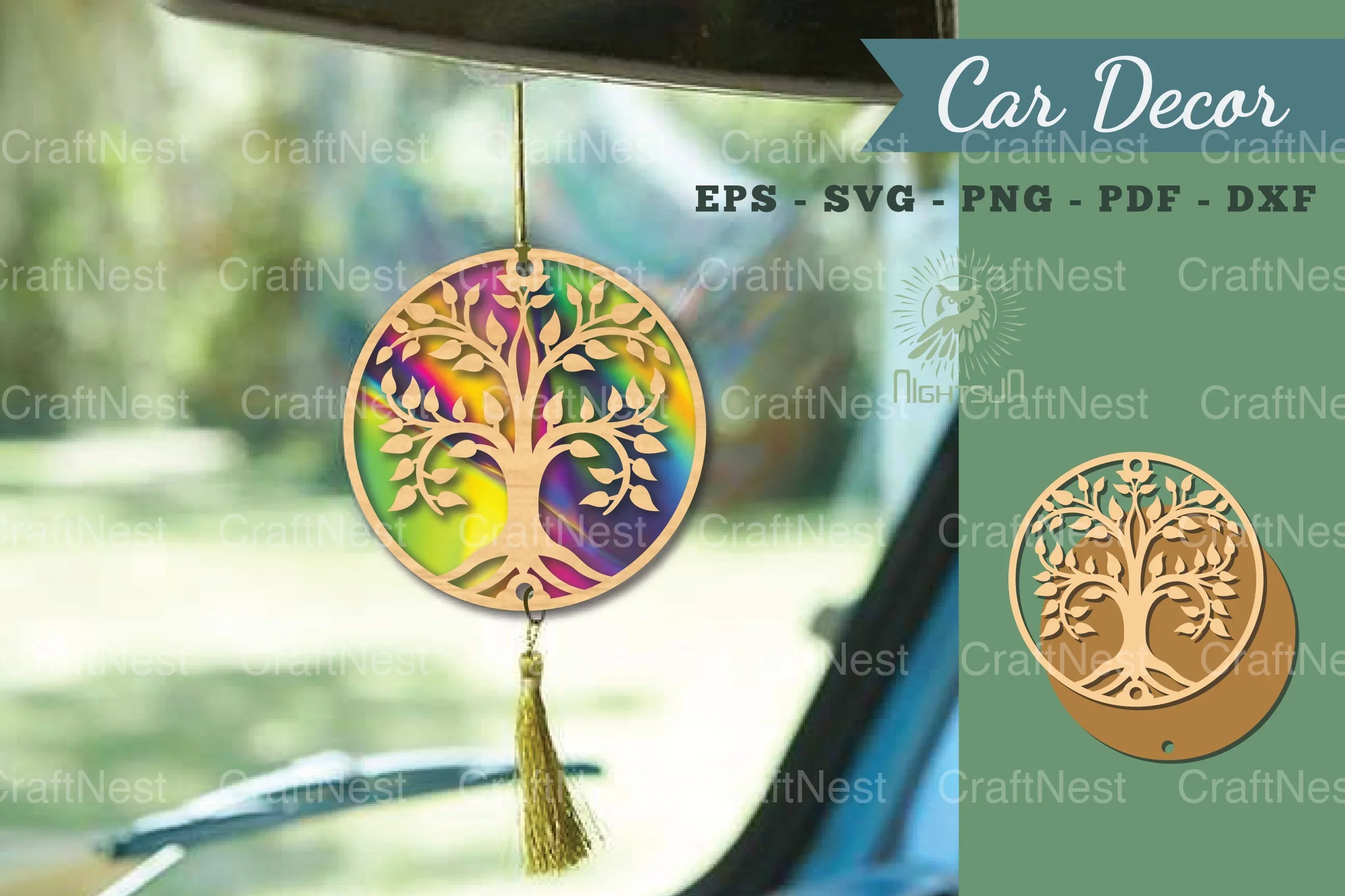 Tree Lasercut Car Decor SVG Bundle