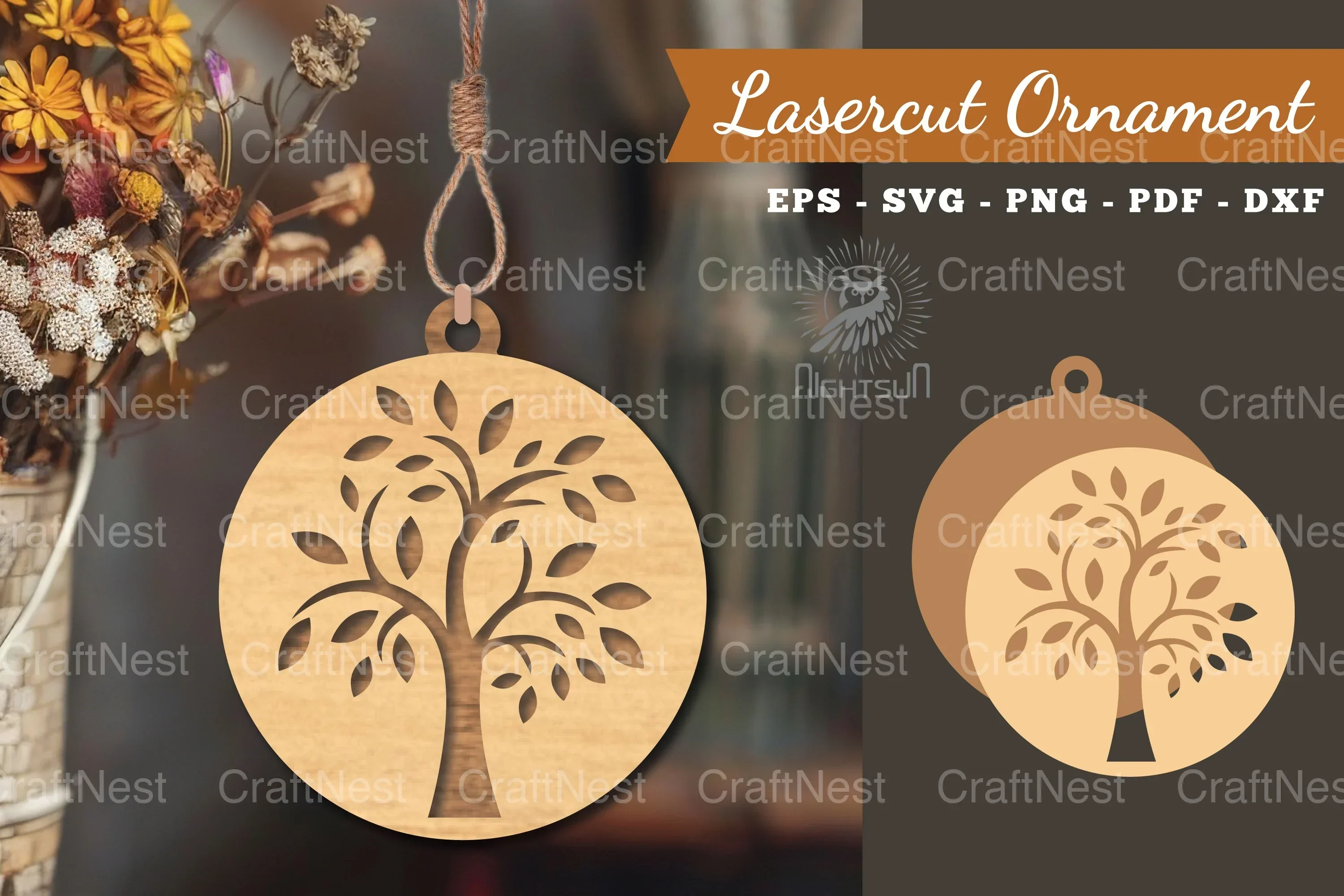 Tree Life Laser Cut Ornament Clipart Bundle