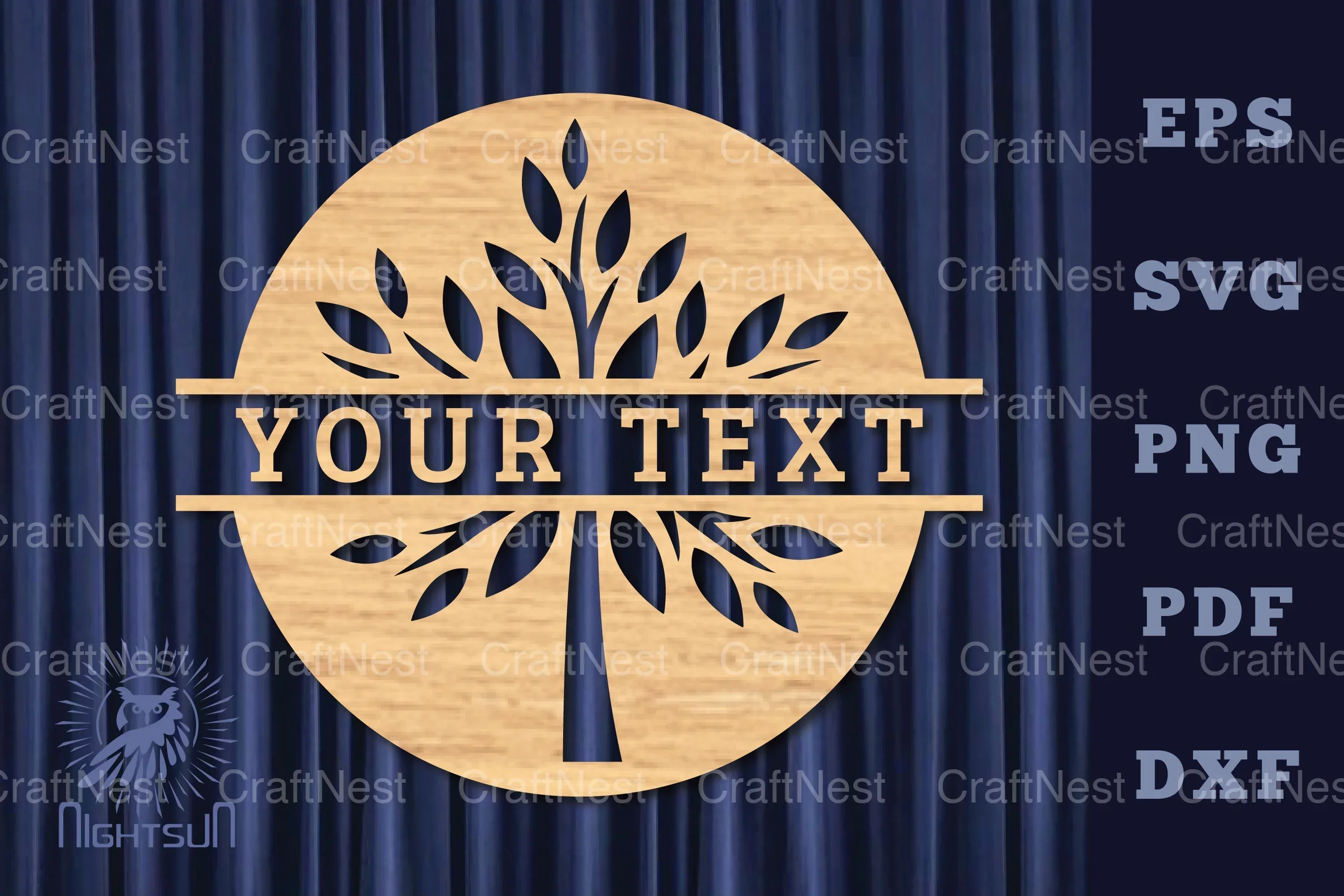 Tree Life Lasercut Split Monogram Clipart Bundle