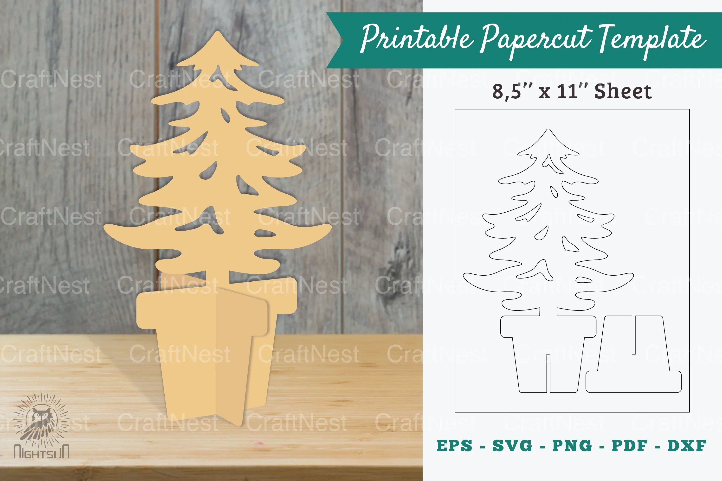 Tree Printable Cut Template Clipart Bundle