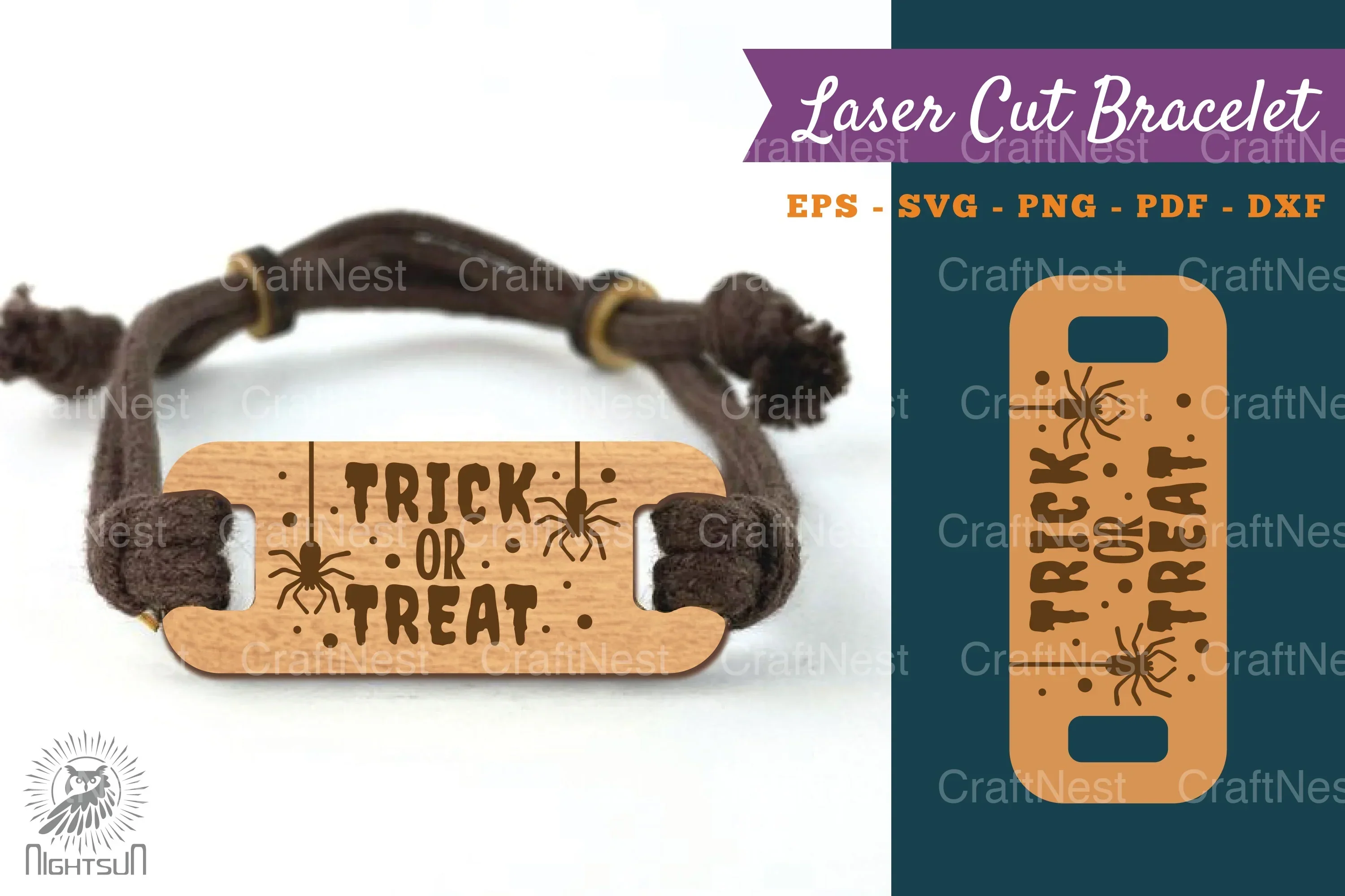 Trick or Treat Laser Cut Bracelet SVG Design Bundle