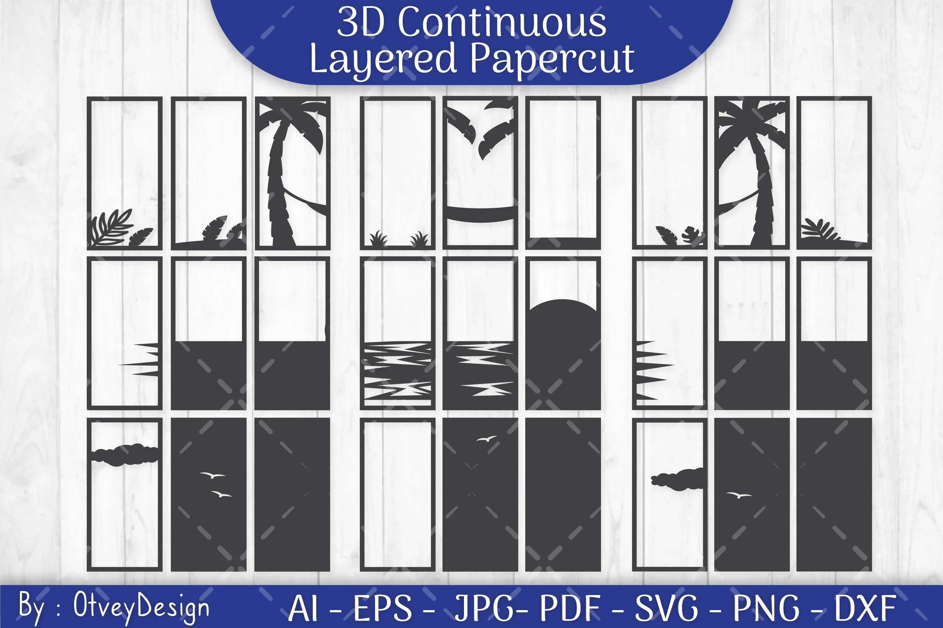 Tropical Beach 3D Layered Papercut SVG Bundle - Image 2