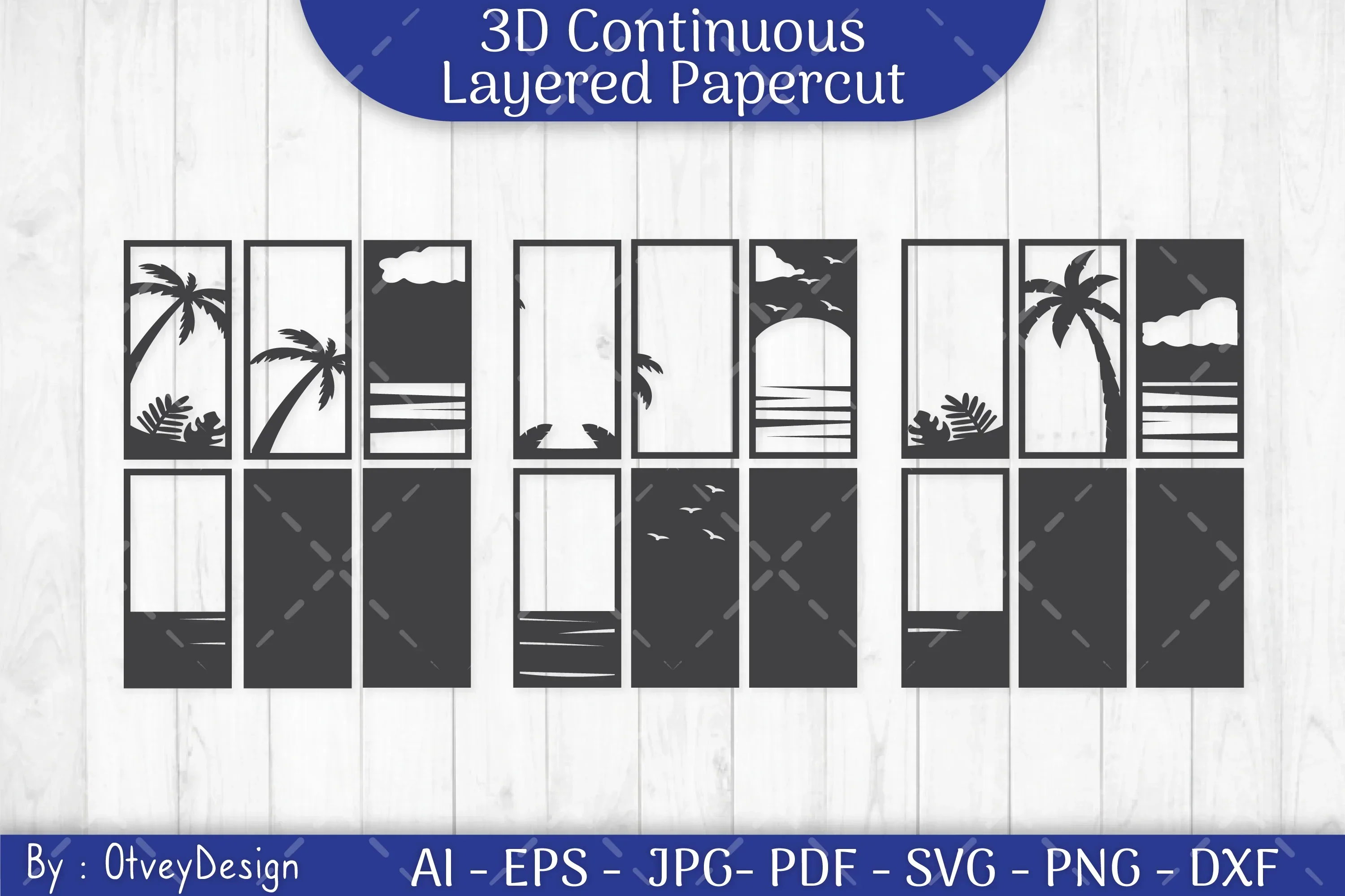 Tropical Beach 3D Layered Papercut SVG Bundle