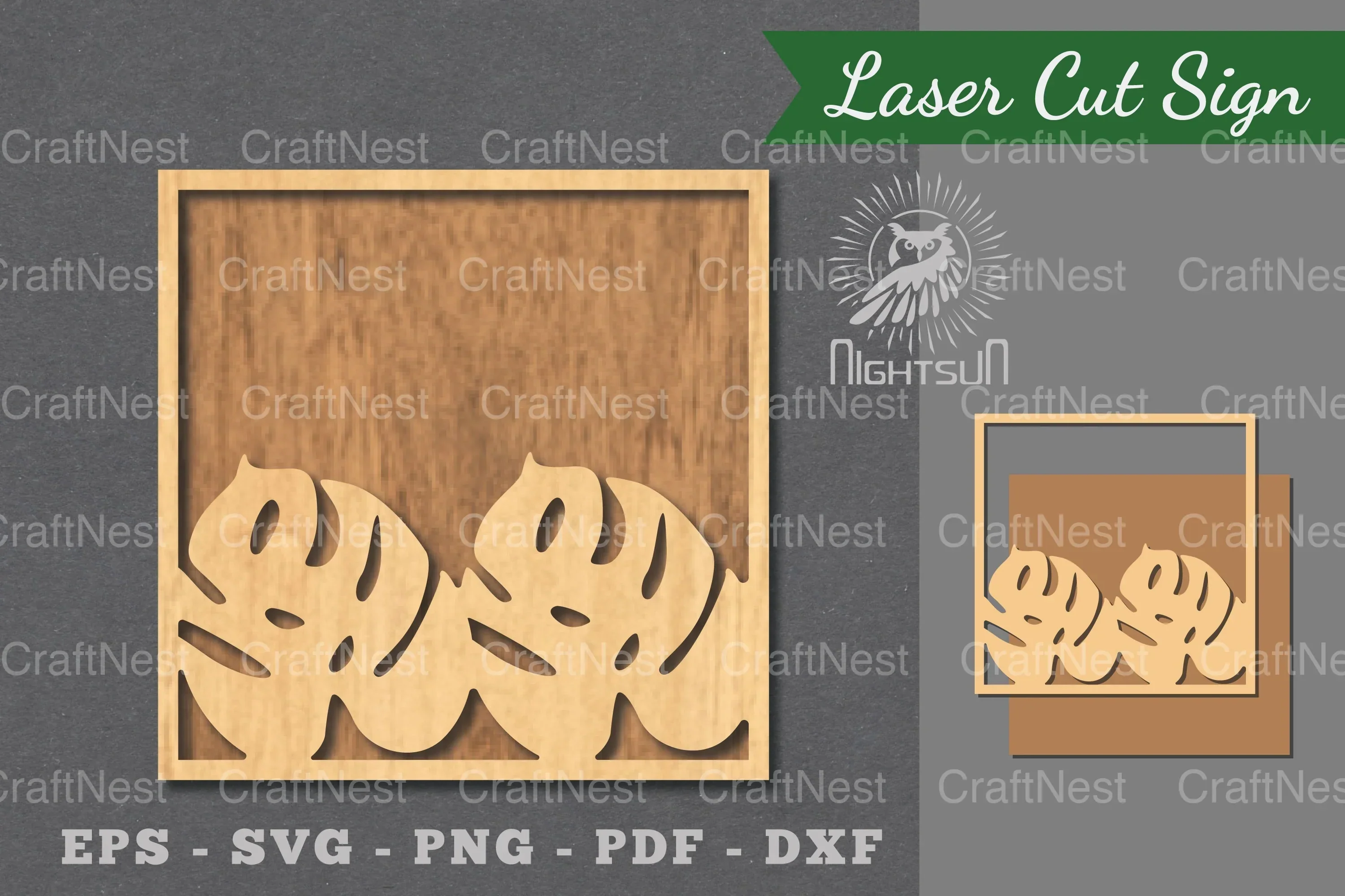 Tropical Leaves Laser Cut Sign Clipart Bundle