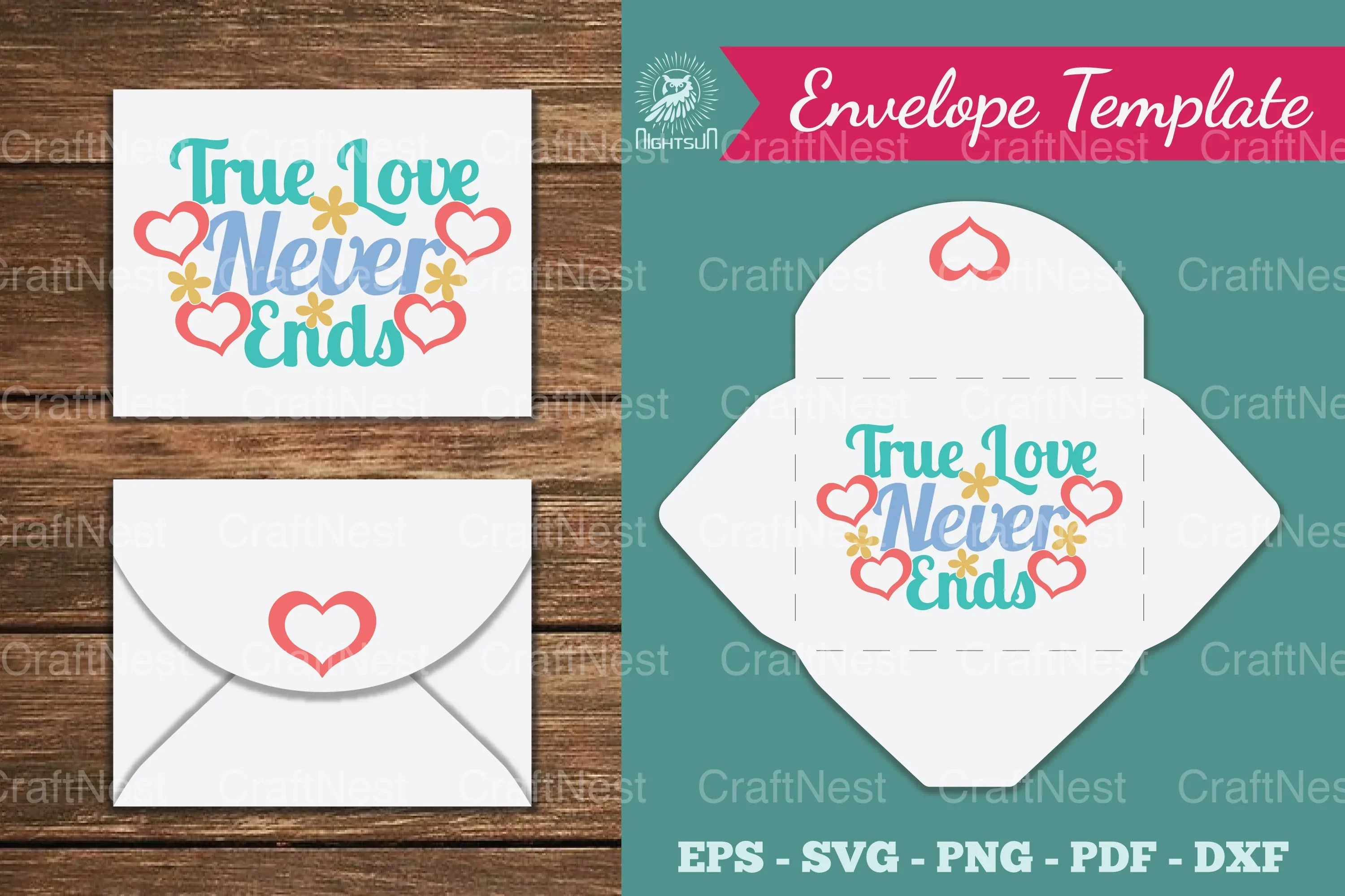 True Love Never Ends Envelope Template Bundle