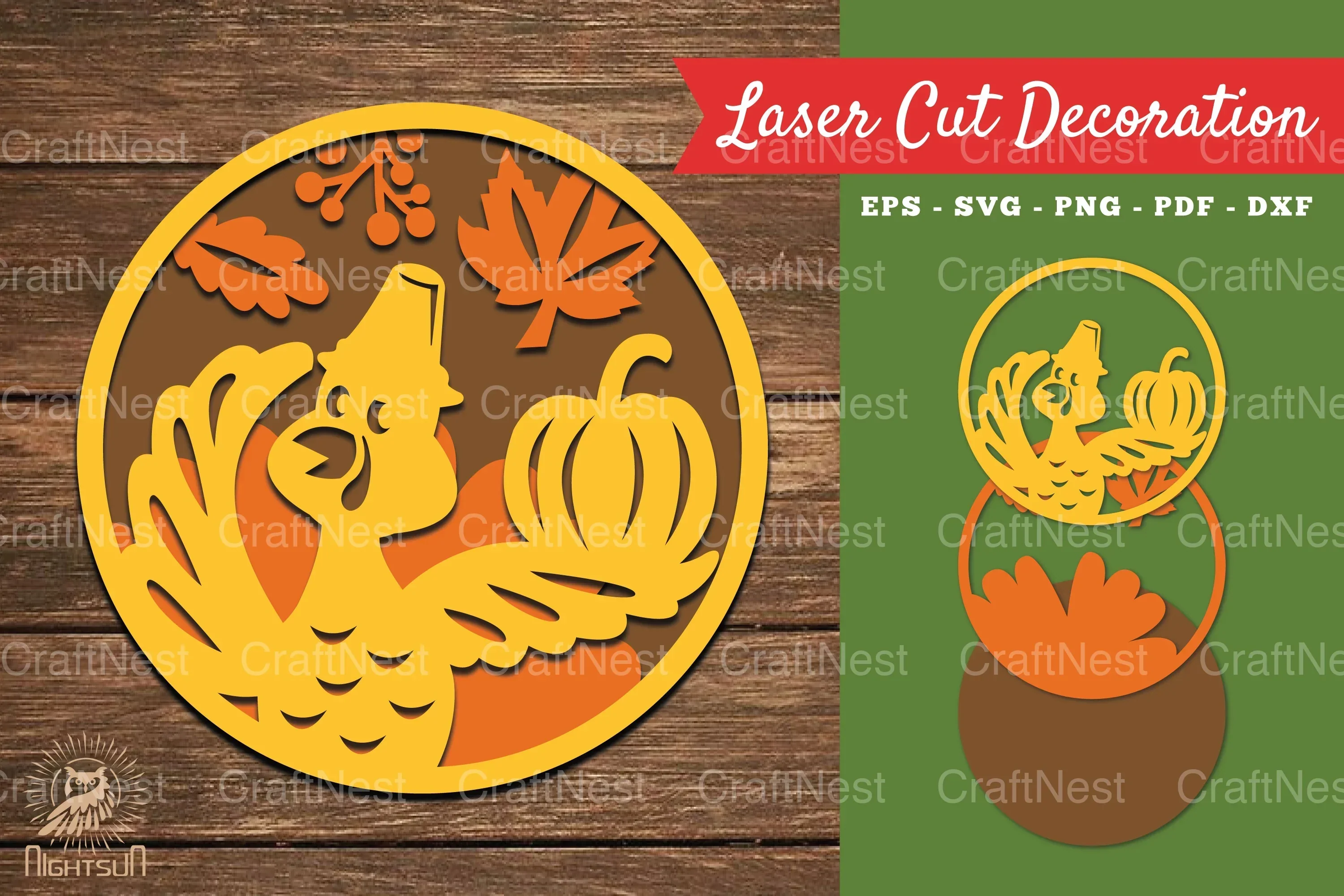 Turkey Laser Cut Decoration Clipart Bundle