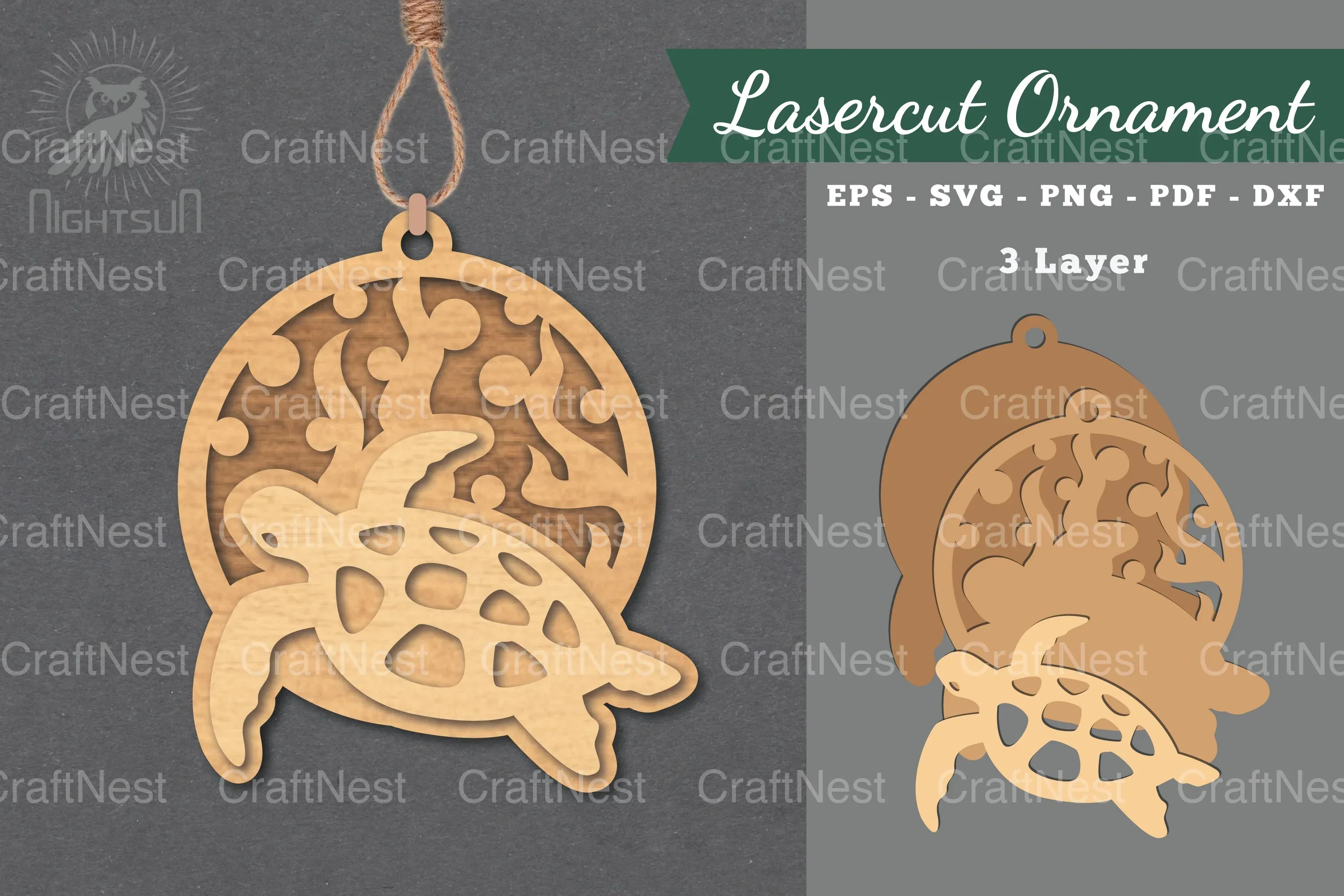 Turtle Laser Cut Ornament SVG Bundle