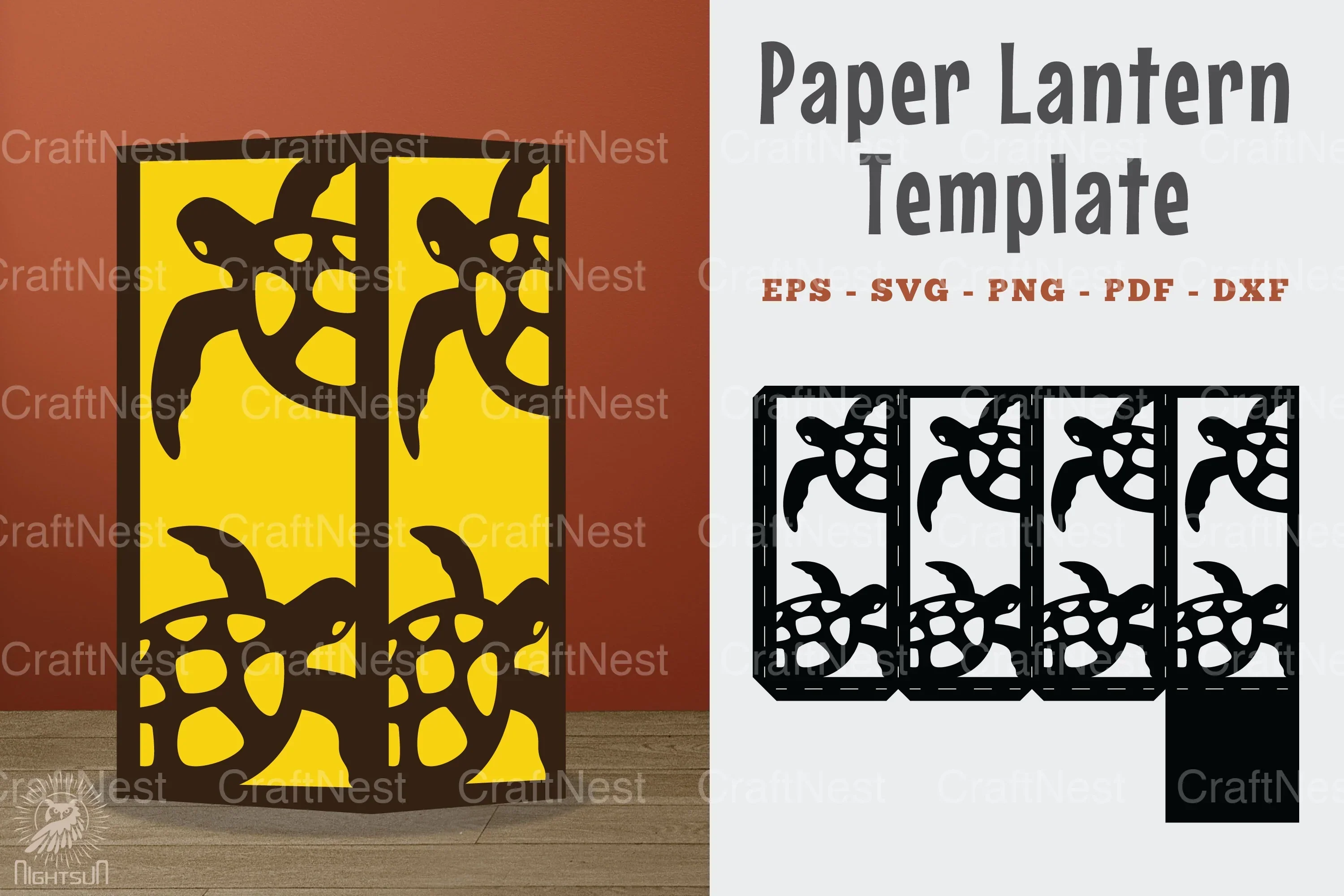 Turtle Papercut Lantern Template SVG Bundle