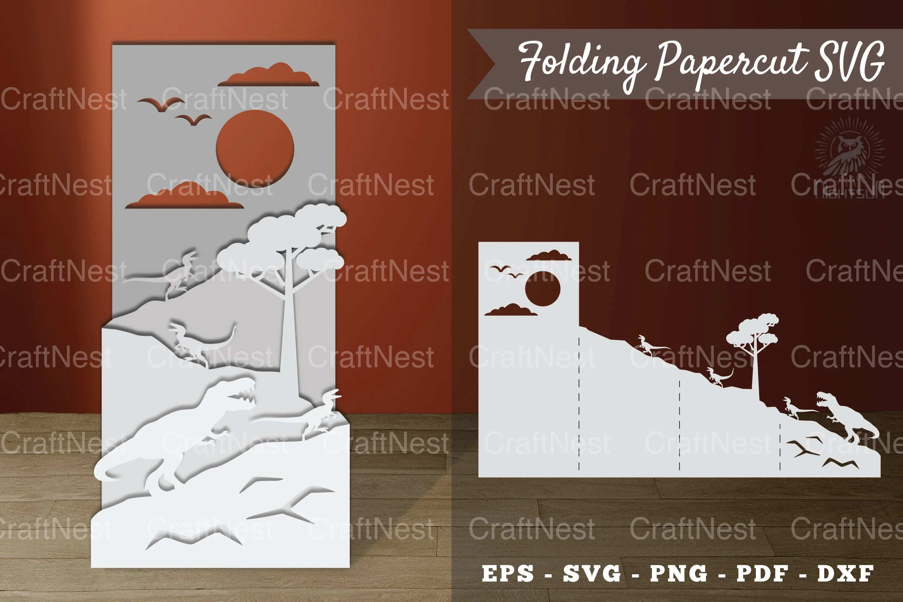 Tyrannosaurus Rex Papercut SVG Bundle