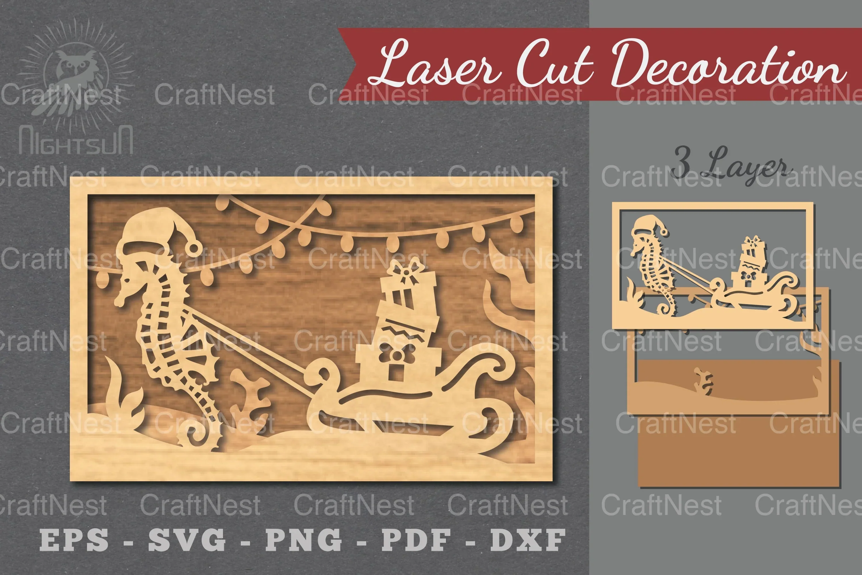 Underwater Christmas Scene Laser Cut Decoration Clipart Bundle