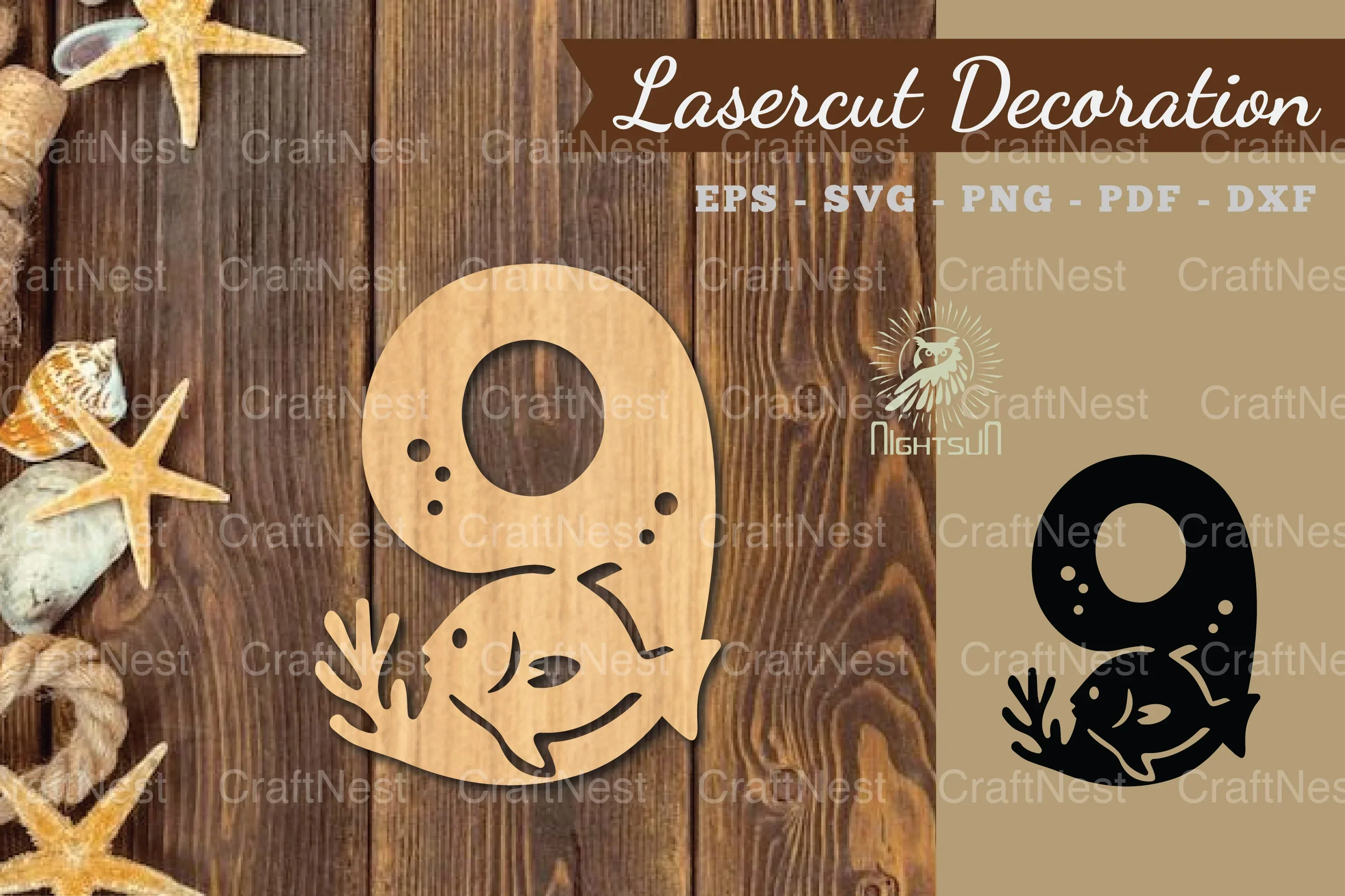 Underwater Number Nine Lasercut Decoration Clipart Bundle