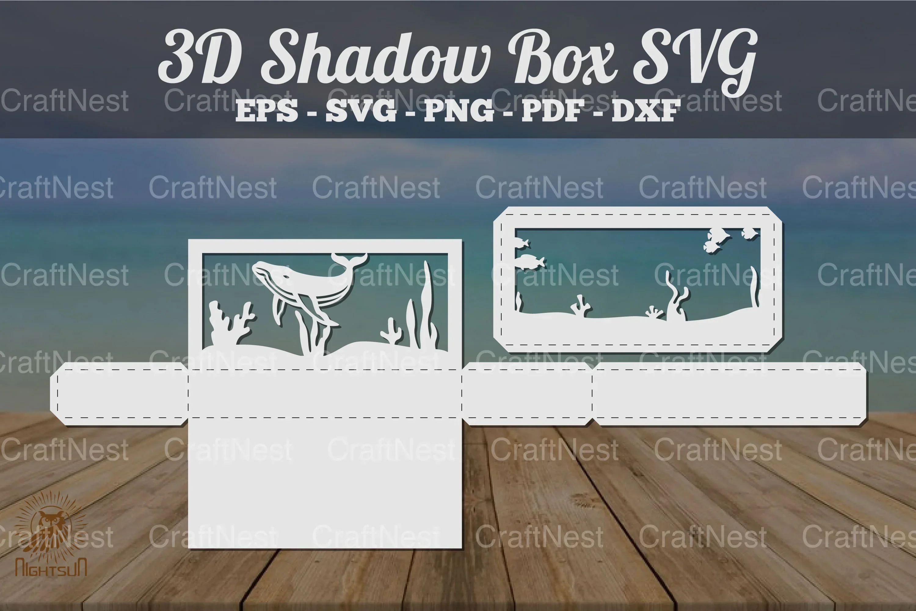 Underwater Scene 3D Shadow Box Bundle - Clipart Collection - Image 6