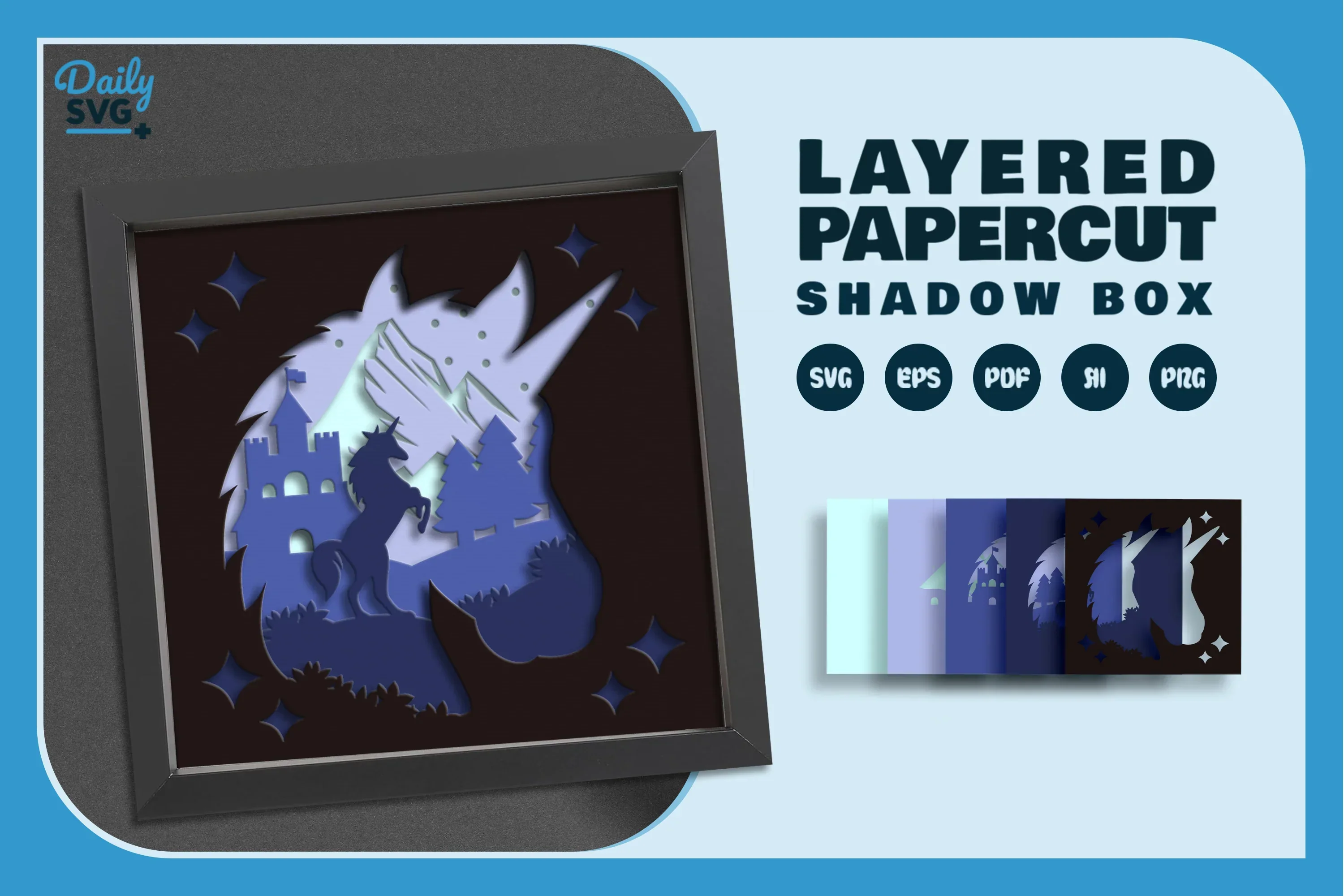 Unicorn Head Papercut SVG Bundle - Image 2