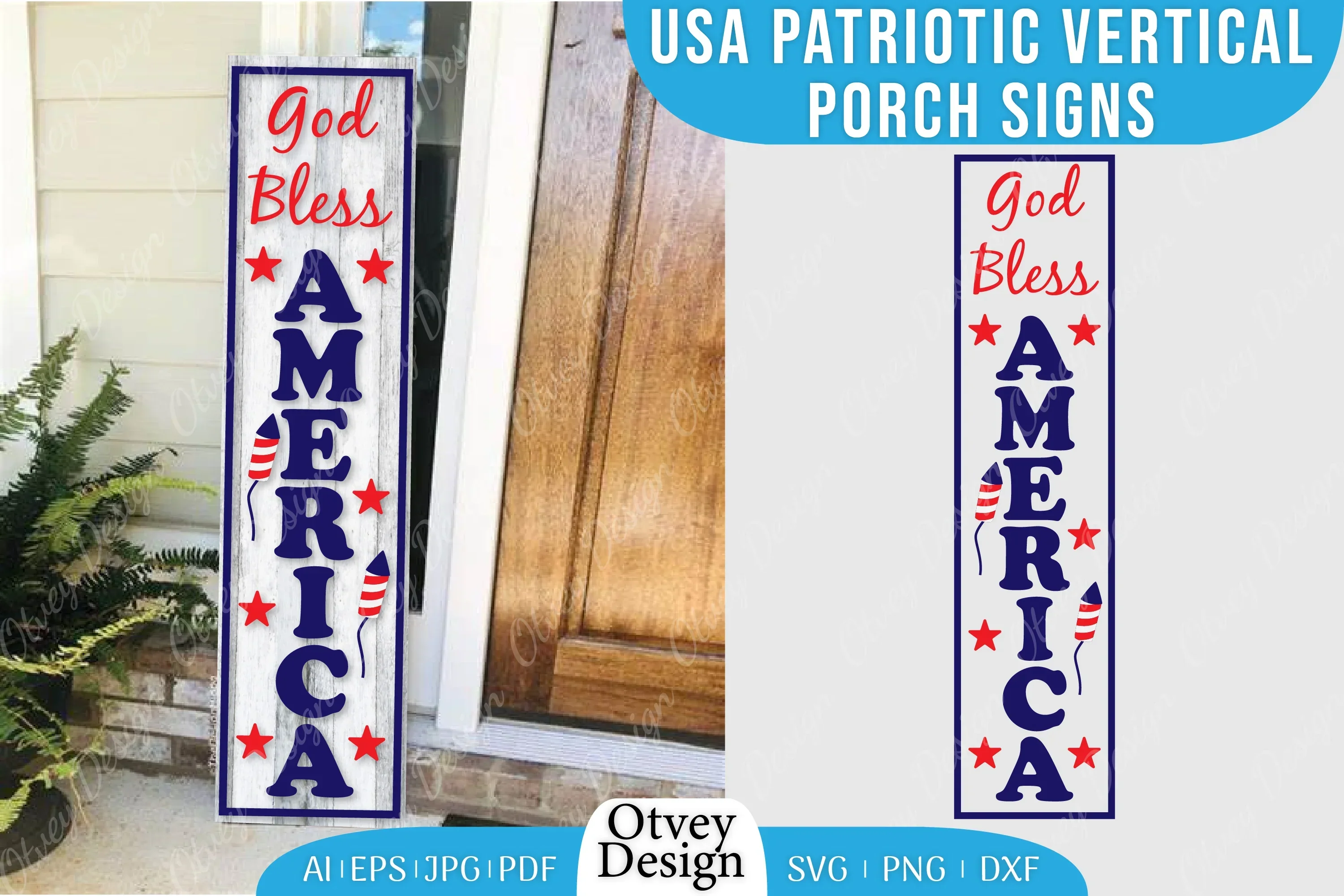 USA Patriotic Vertical Porch Signs SVG Bundle
