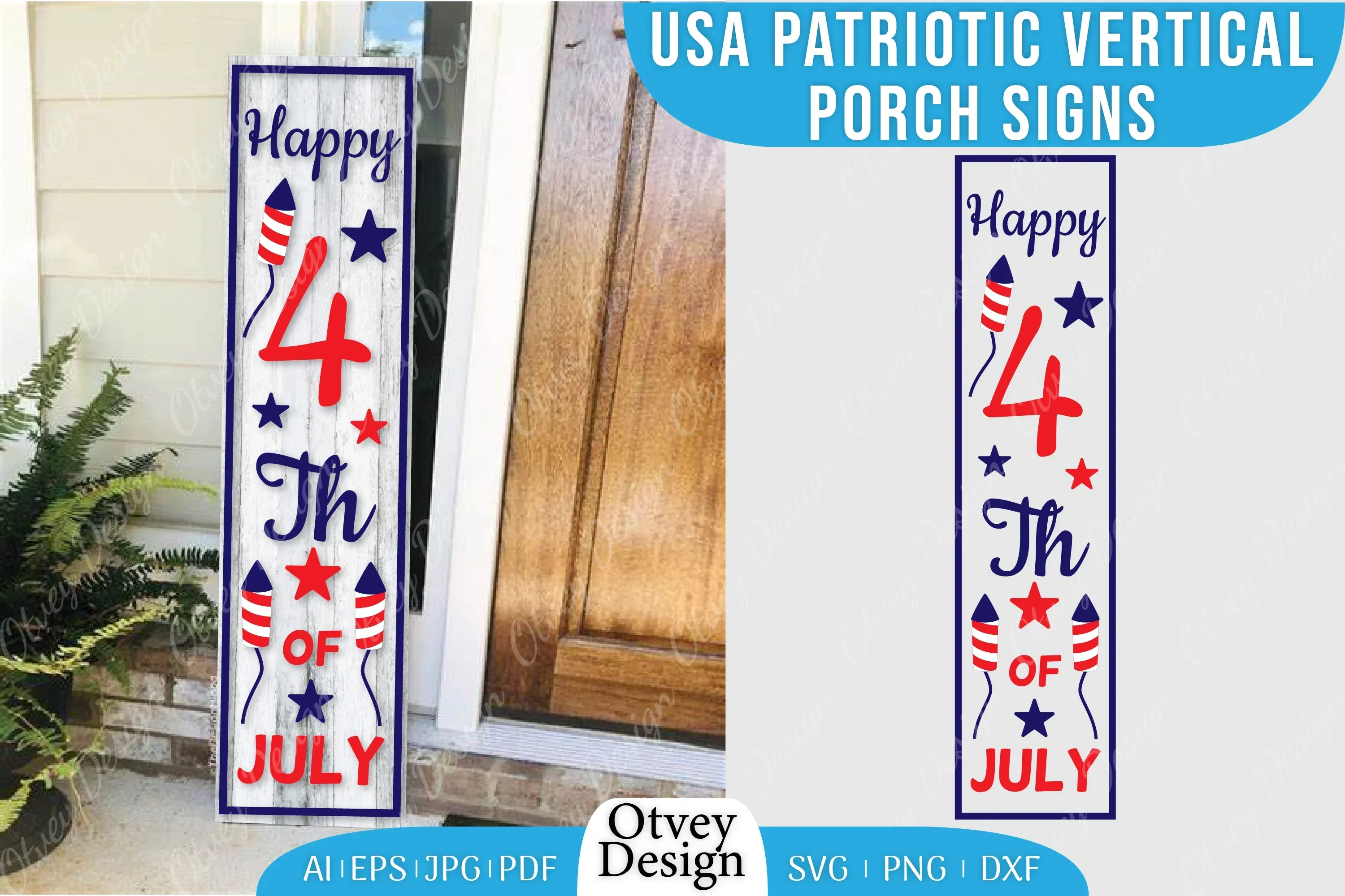 USA Patriotic Vertical Porch Signs SVG Bundle