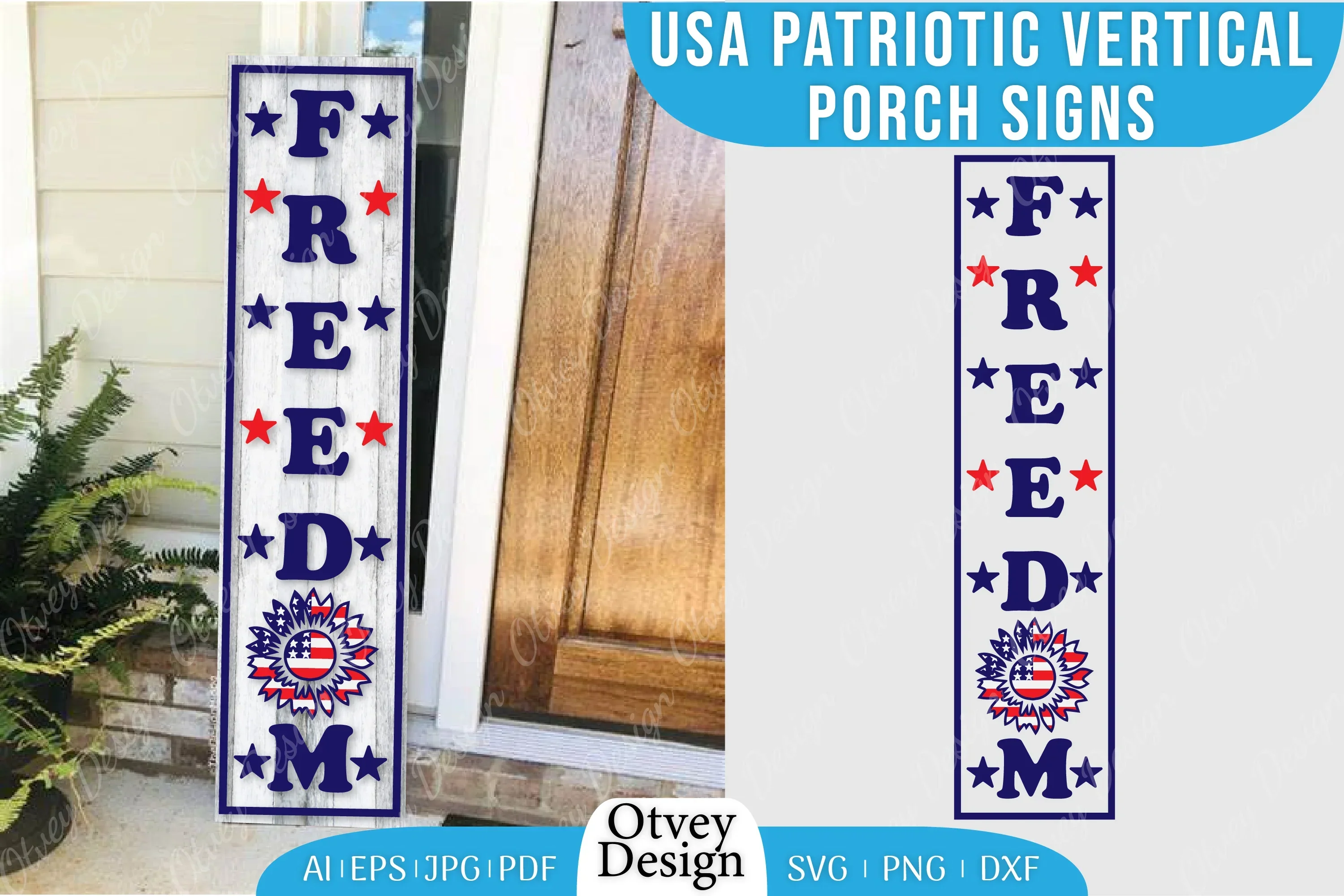 USA Patriotic Vertical Porch Signs SVG Bundle