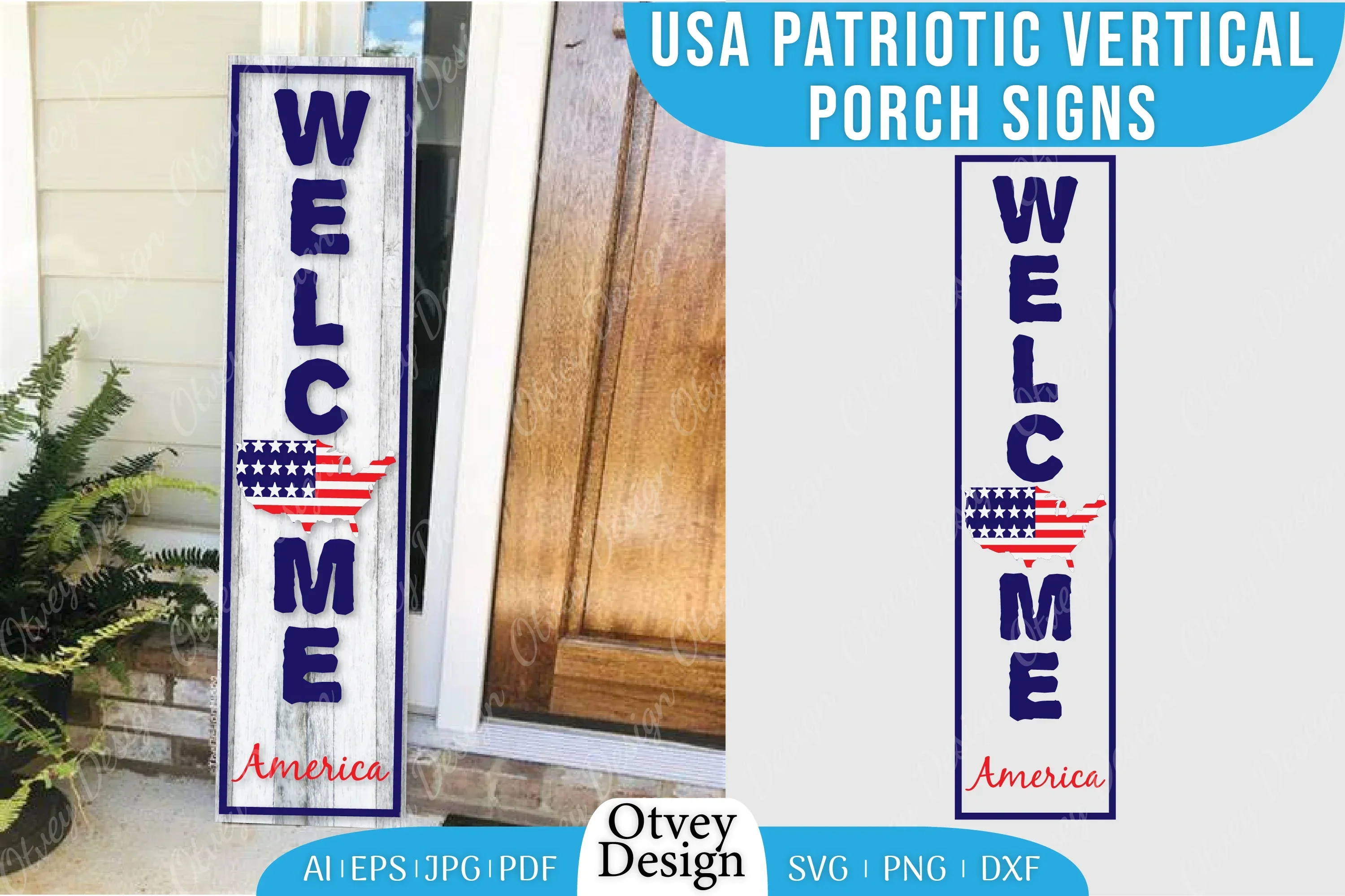 USA Patriotic Vertical Porch Signs SVG Bundle