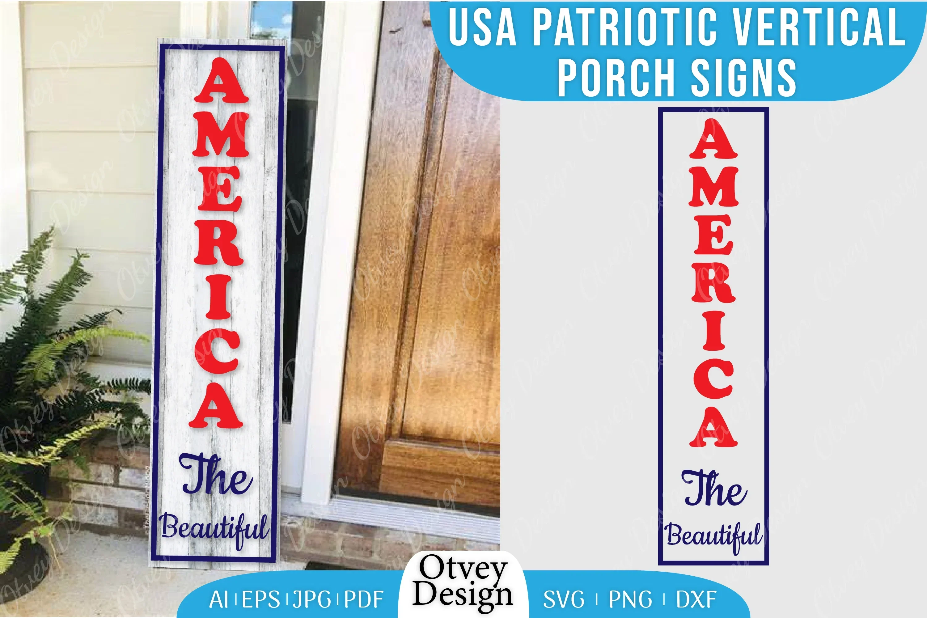 USA Patriotic Vertical Porch Signs SVG Bundle